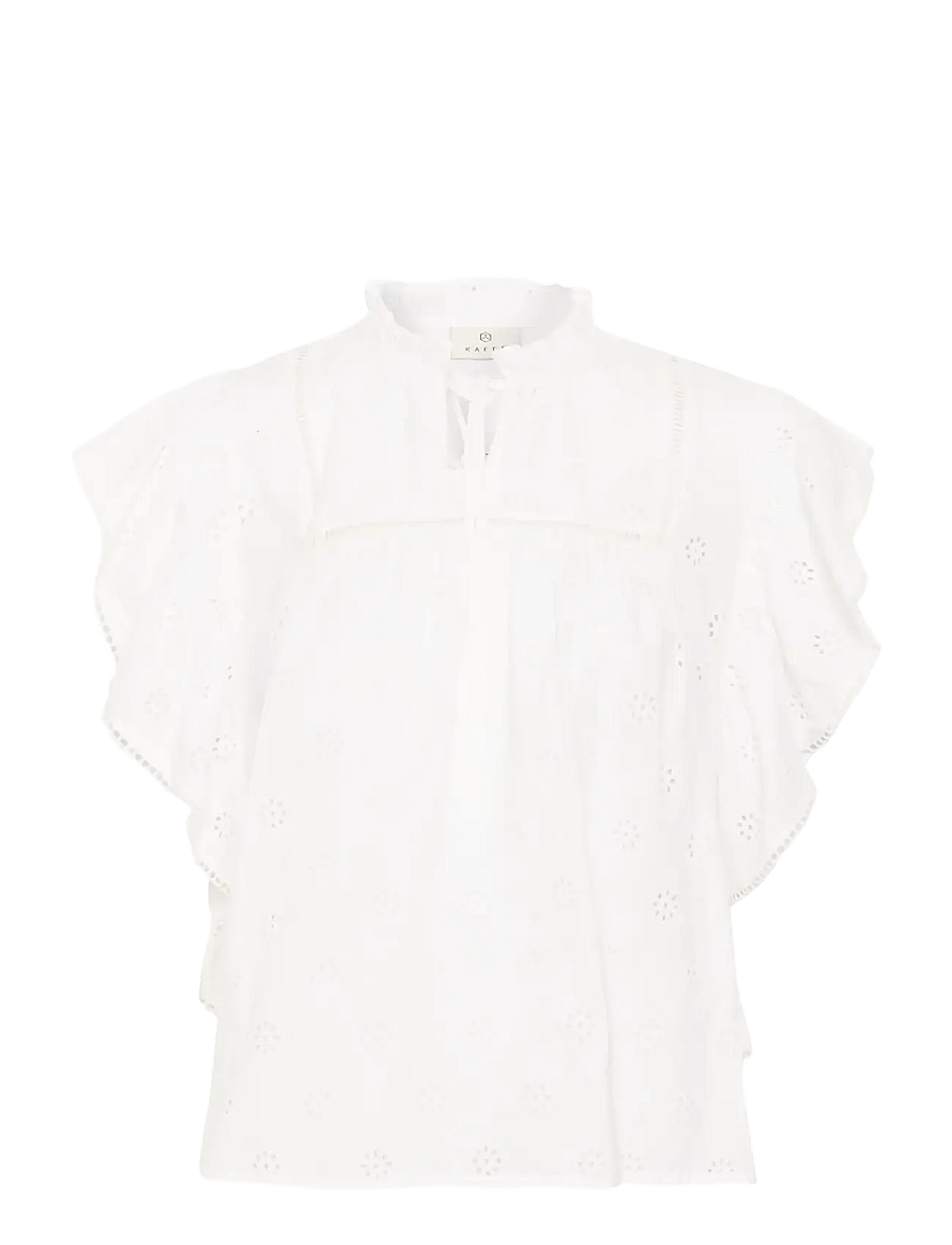 Kaffe - KAfiona Frill Top - kurzärmelige blusen - chalk - 1