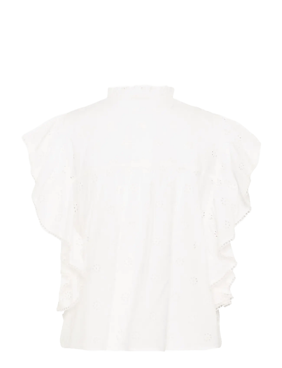 Kaffe - KAfiona Frill Top - kurzärmelige blusen - chalk - 2