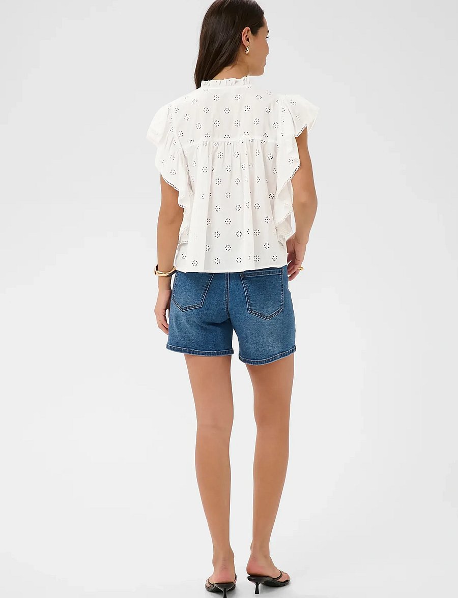 Kaffe - KAfiona Frill Top - kurzärmelige blusen - chalk - 4