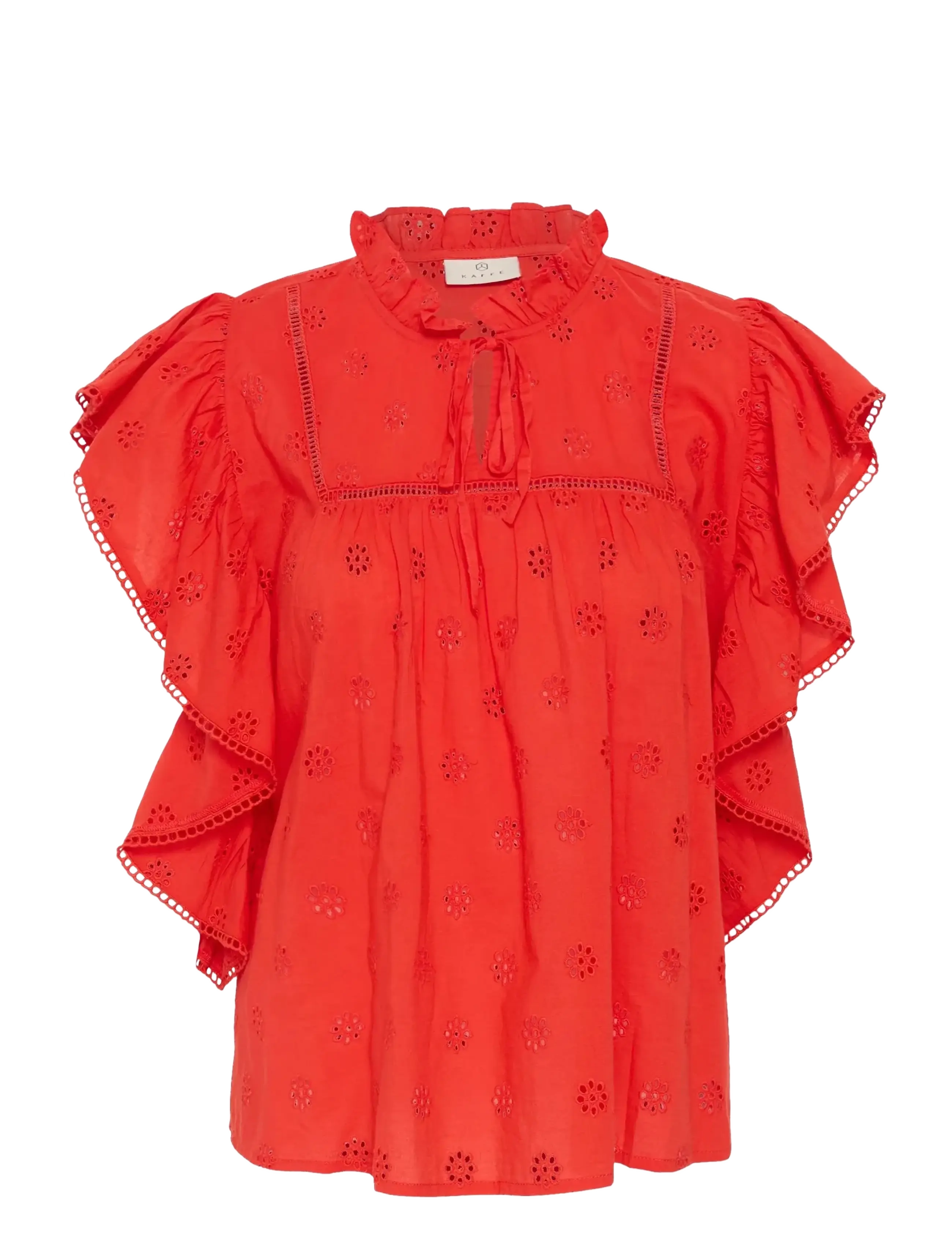 KAFFE Kafiona Frill Oberteil Rot - 42 - Damen