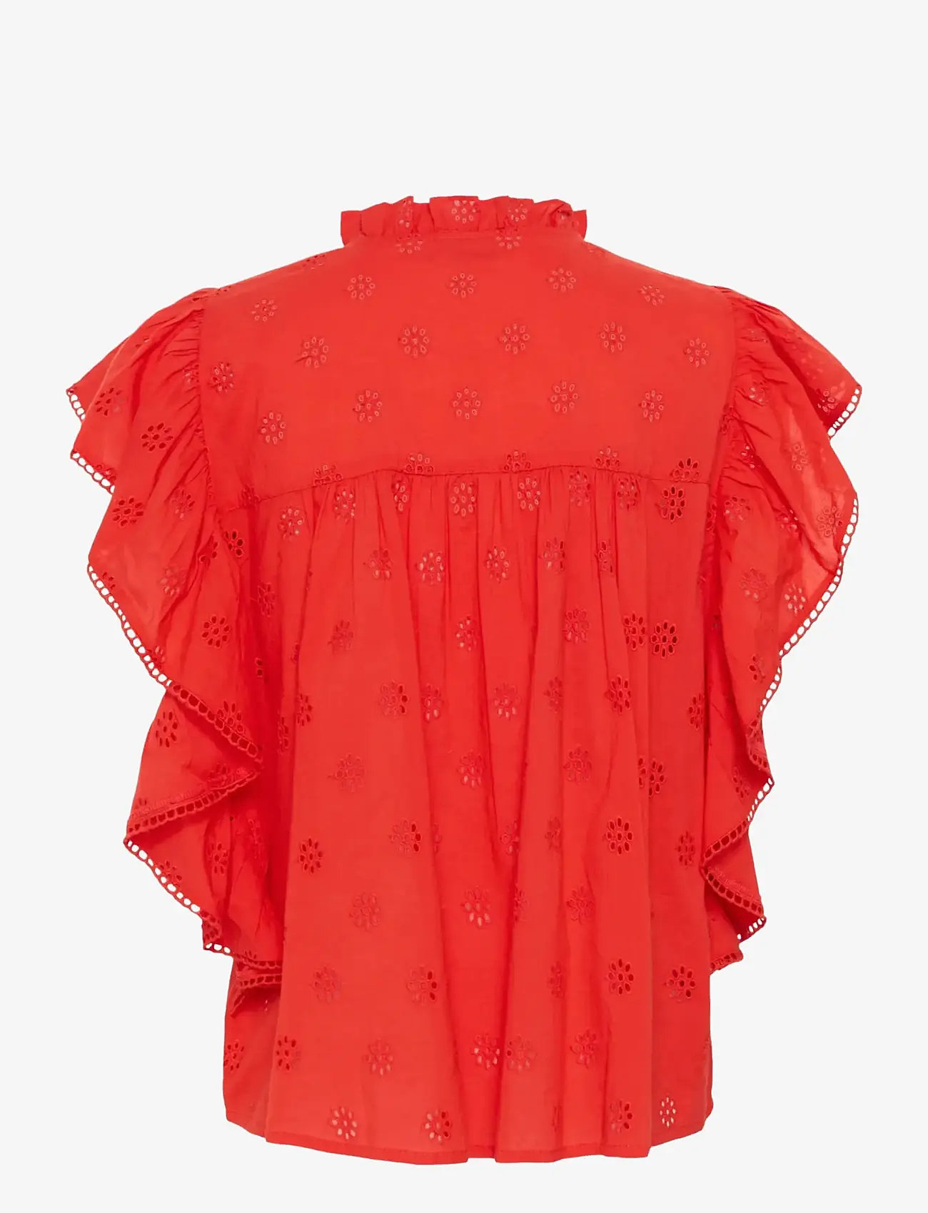 Kaffe - KAfiona Frill Top - kurzämlige blusen - poppy red - 2