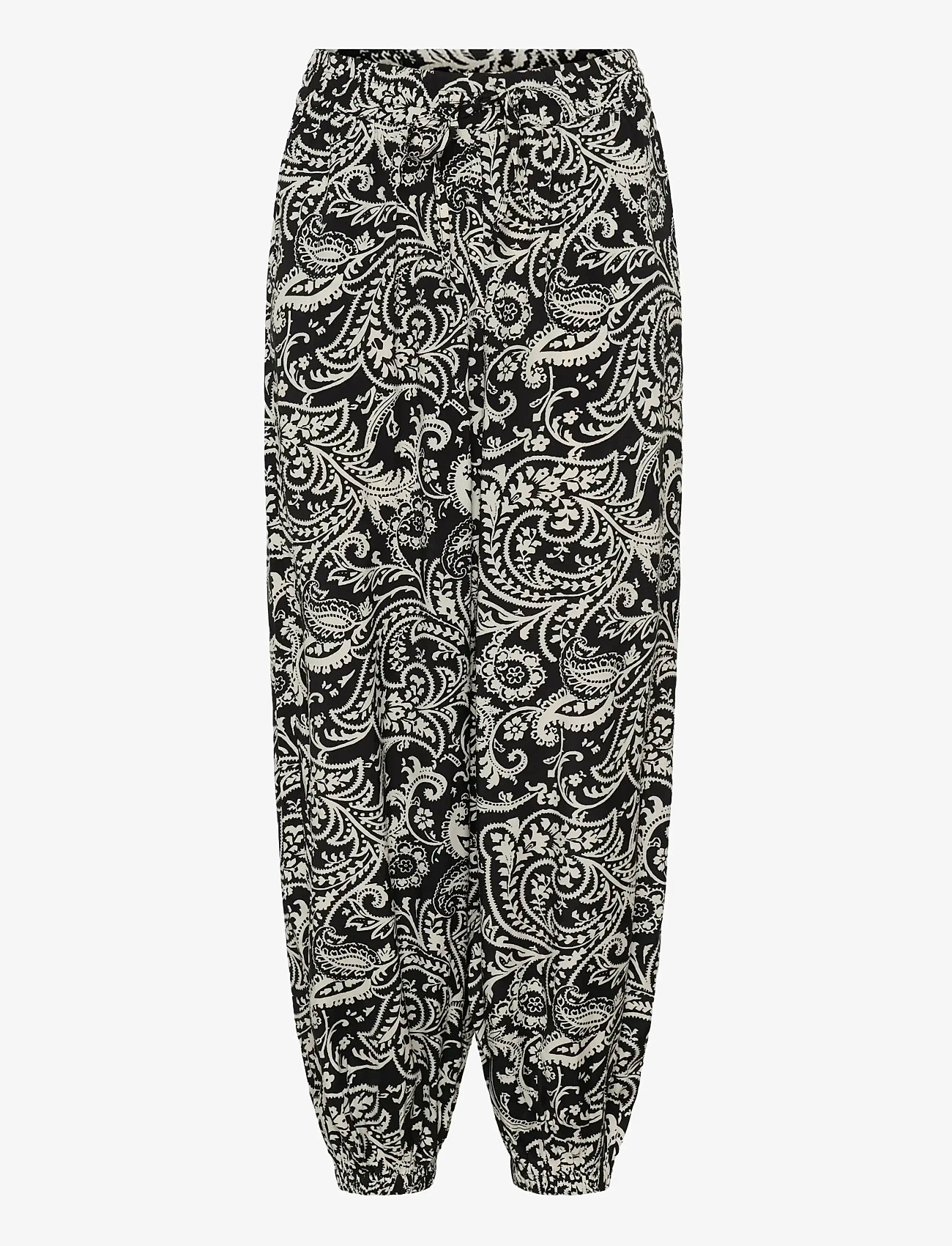 Kaffe - KAbella Pants - barrel-bukser - black chalk paisley - 1