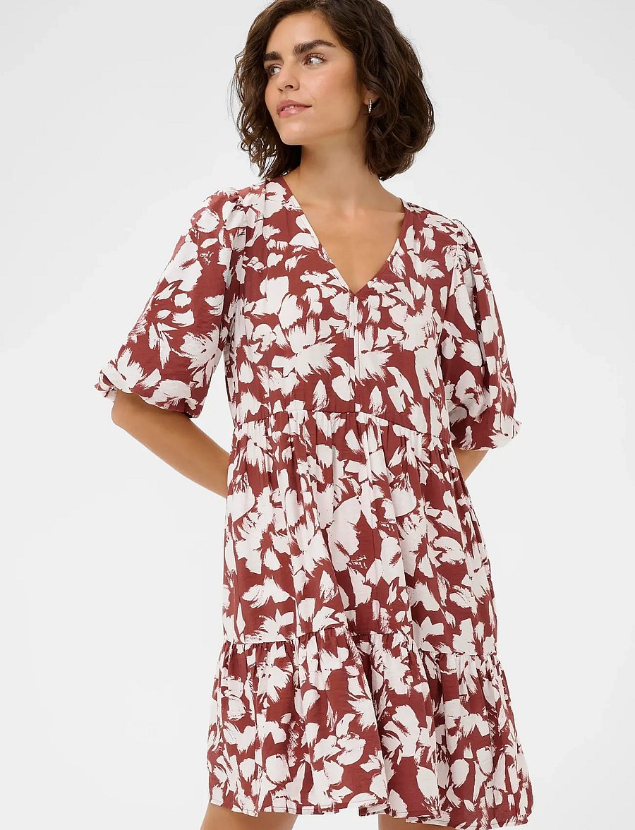 Kaffe - KAevie Dress - summer dresses - henna chalk flower - 0