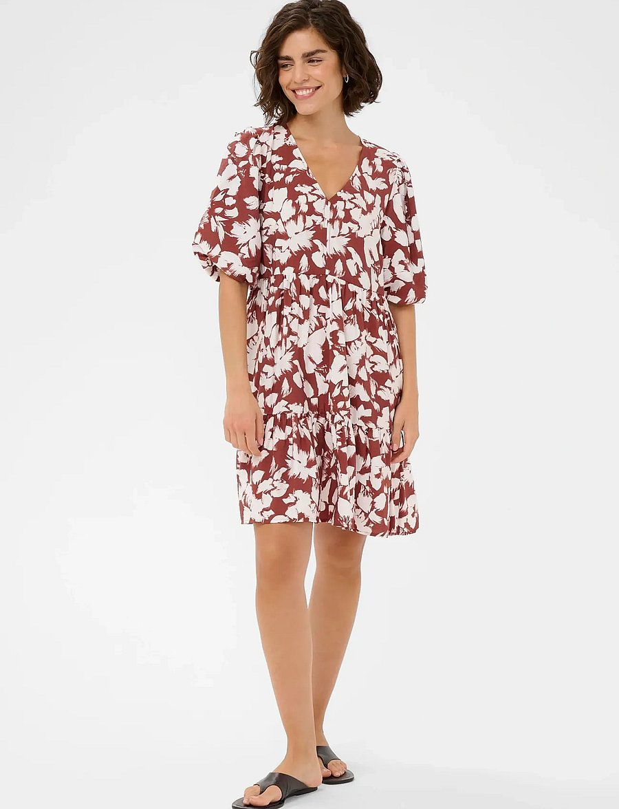 Kaffe - KAevie Dress - summer dresses - henna chalk flower - 3
