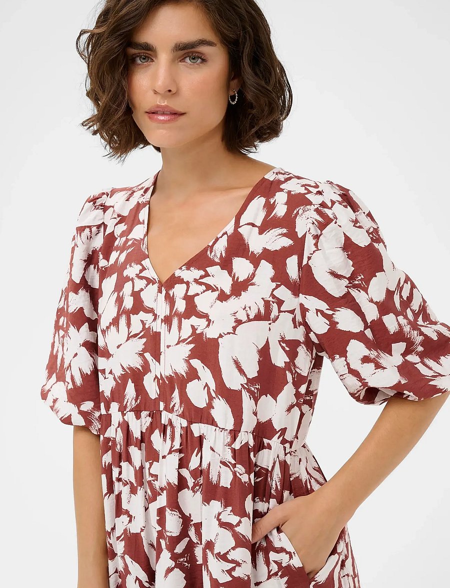 Kaffe - KAevie Dress - summer dresses - henna chalk flower - 5