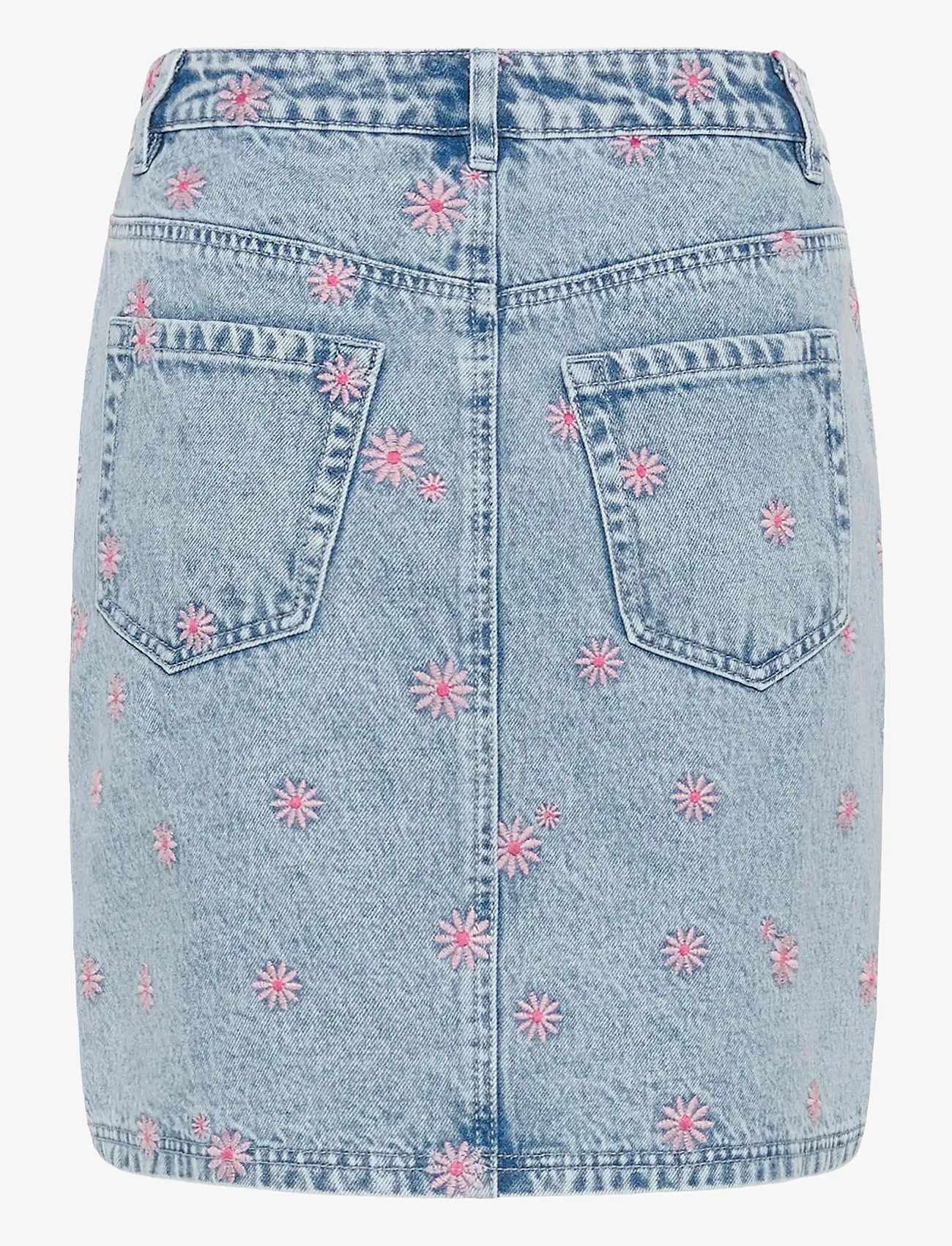 Kaffe - KAbabena Denim SKirt - teksaseelikud - blue denim/pink flower emb. - 2