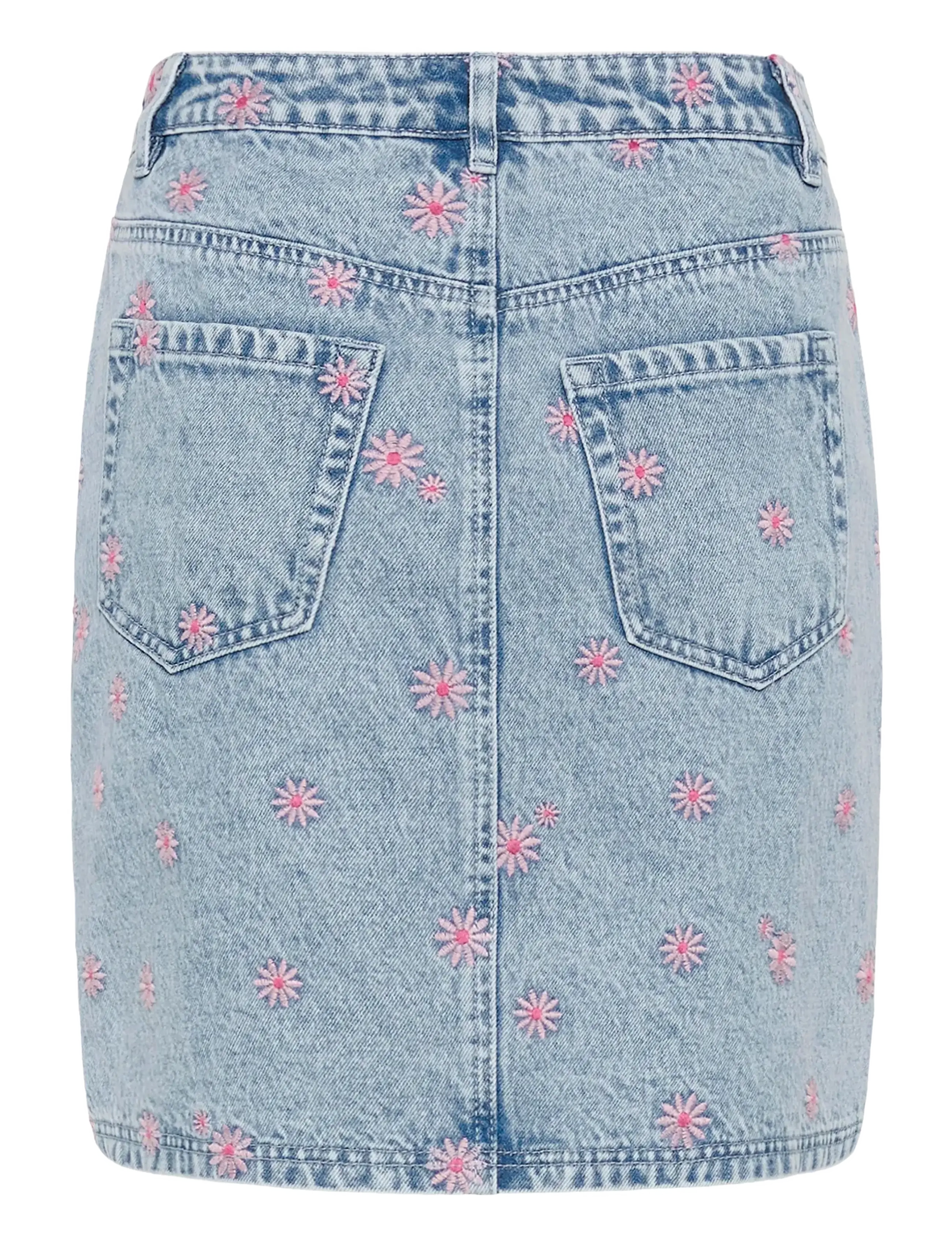 Kaffe - KAbabena Denim SKirt - gallapils - blue denim/pink flower emb. - 2