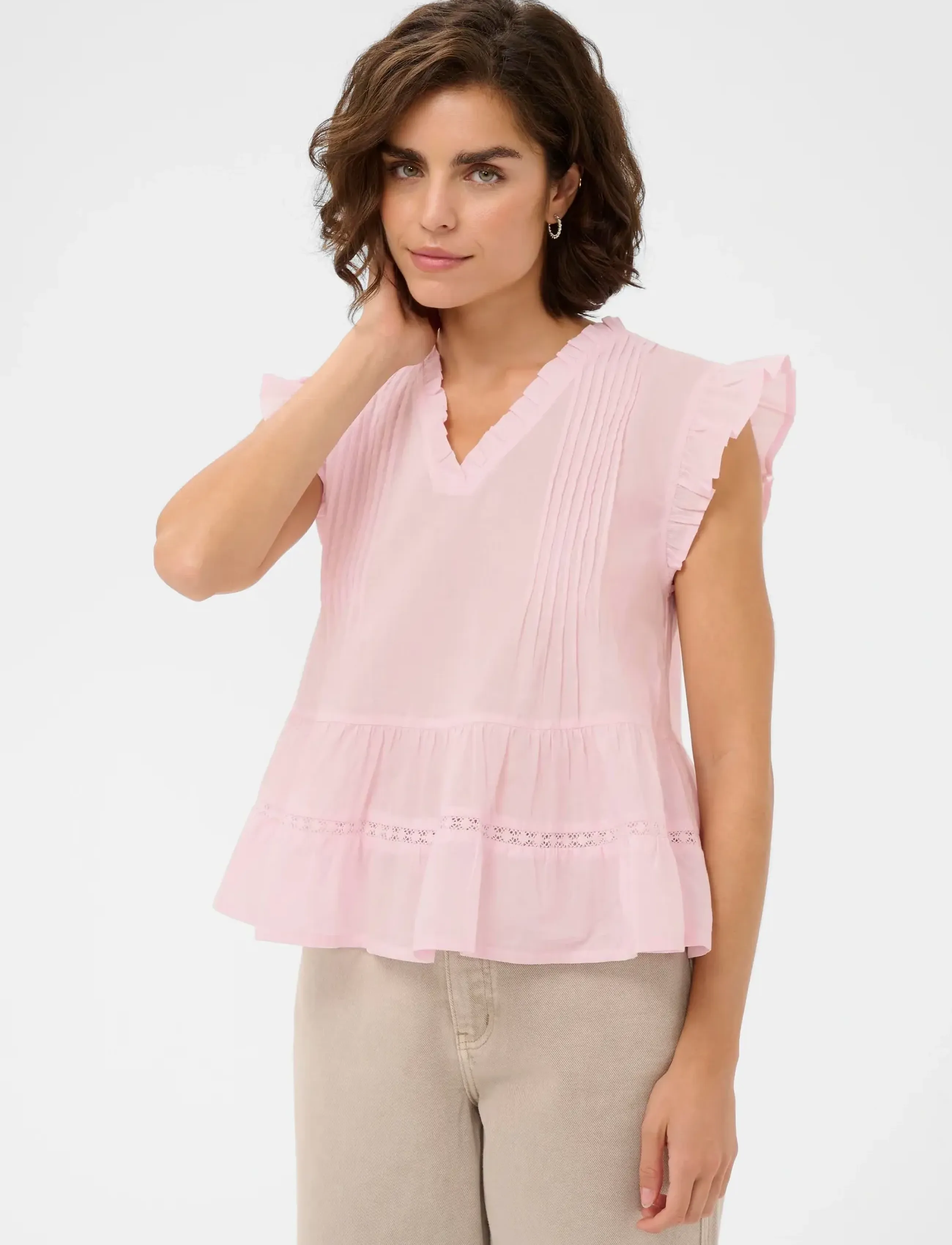 Kaffe Kavalerie Top, 46, Pink, Bluser > Kortærmede, Dame