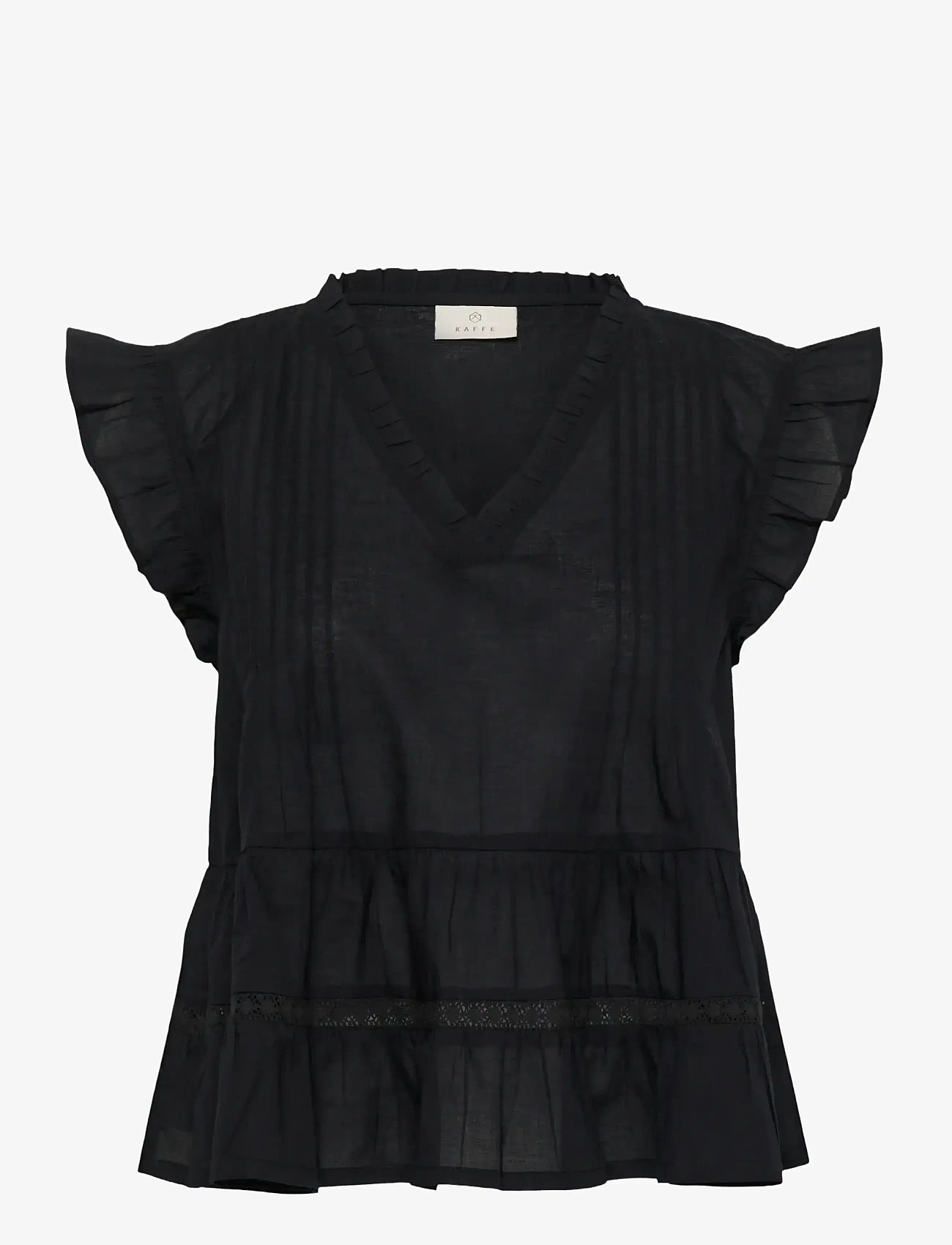 Kaffe - KAvalerie Top - kurzämlige blusen - black deep - 1