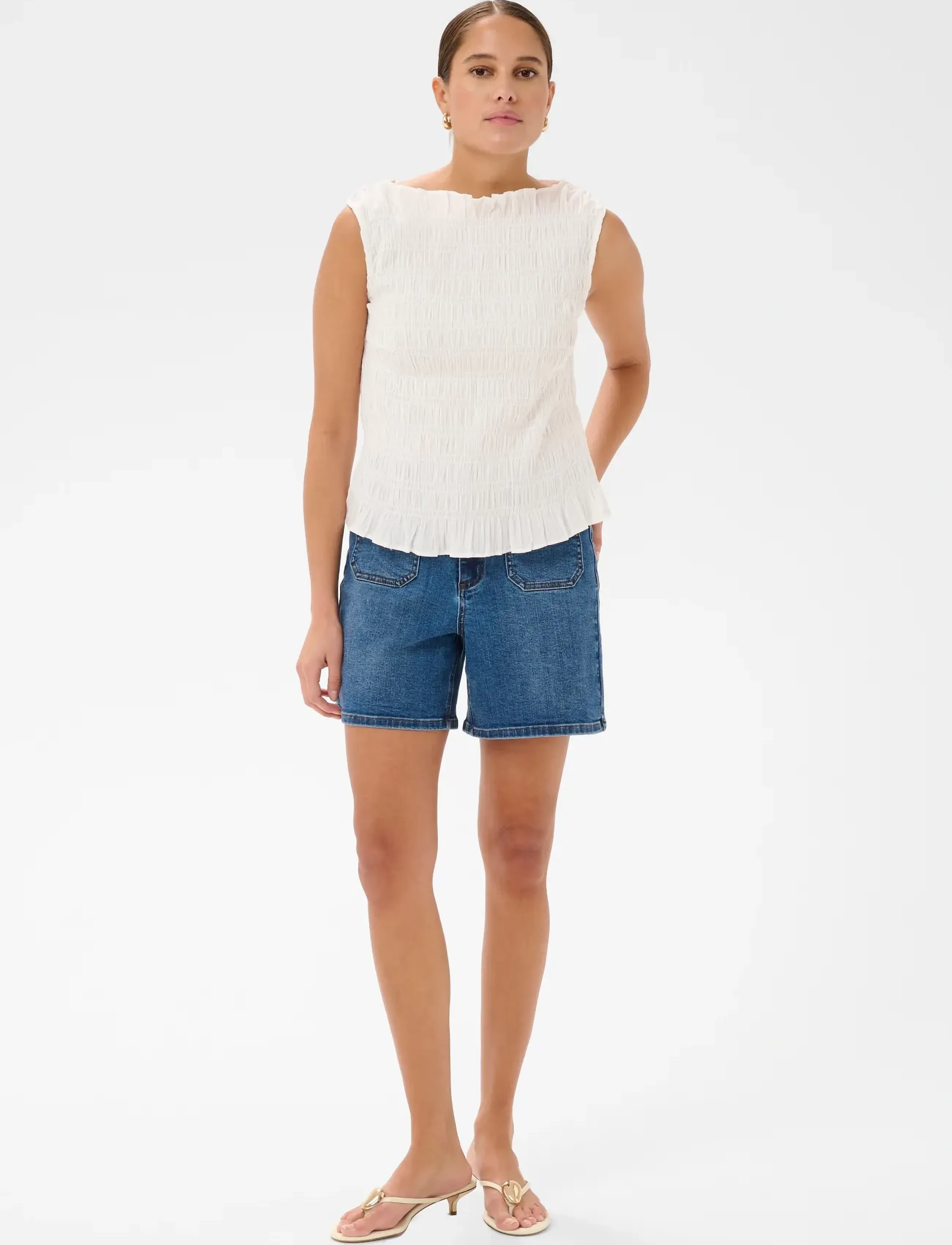 Kaffe - KAbethany Smock Top - Ärmellose tops - chalk - 3