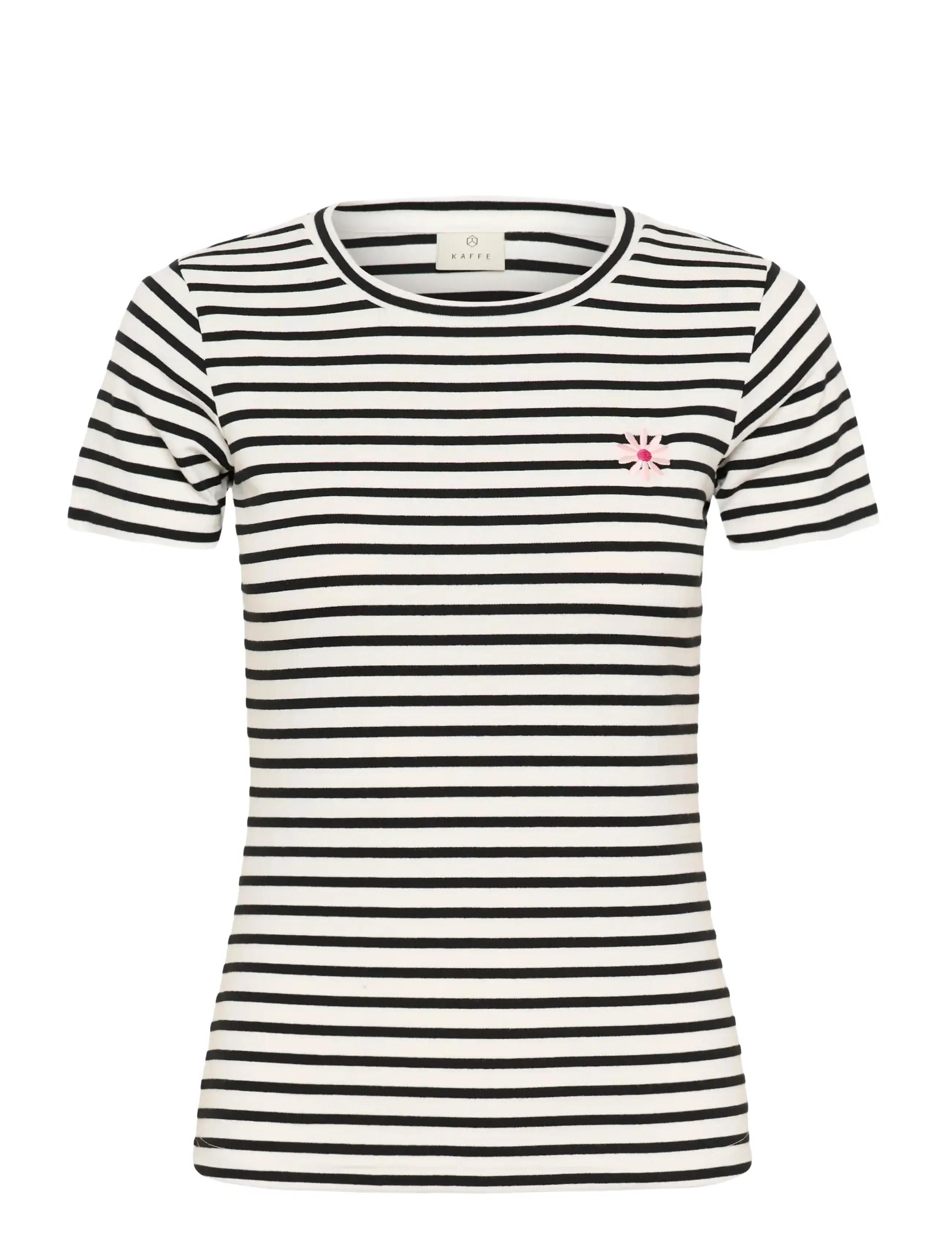 Kaffe - KAliddy Flower T-Shirt - t-shirts - chalk/black deep stripe flower - 1