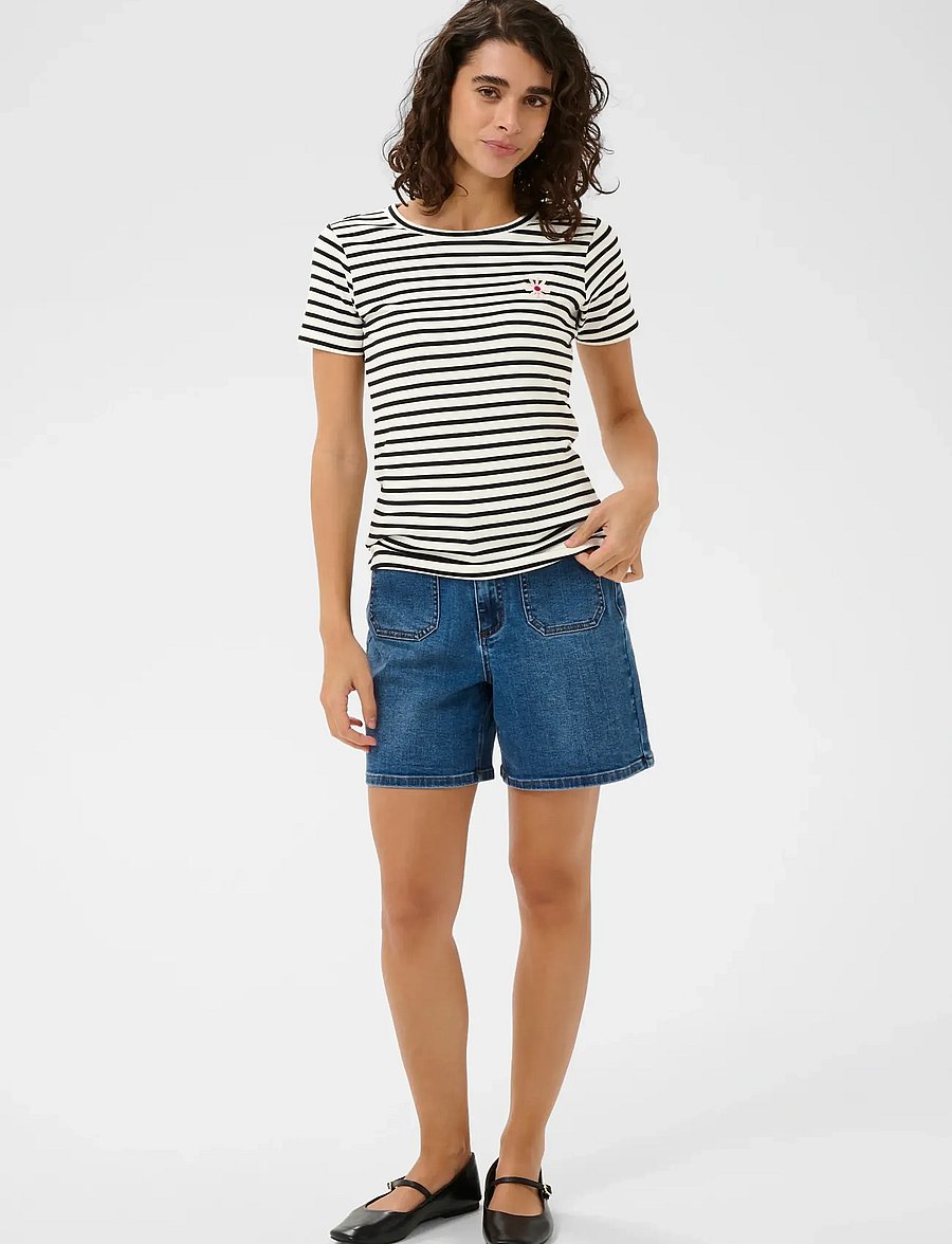 Kaffe - KAliddy Flower T-Shirt - t-shirts - chalk/black deep stripe flower - 3
