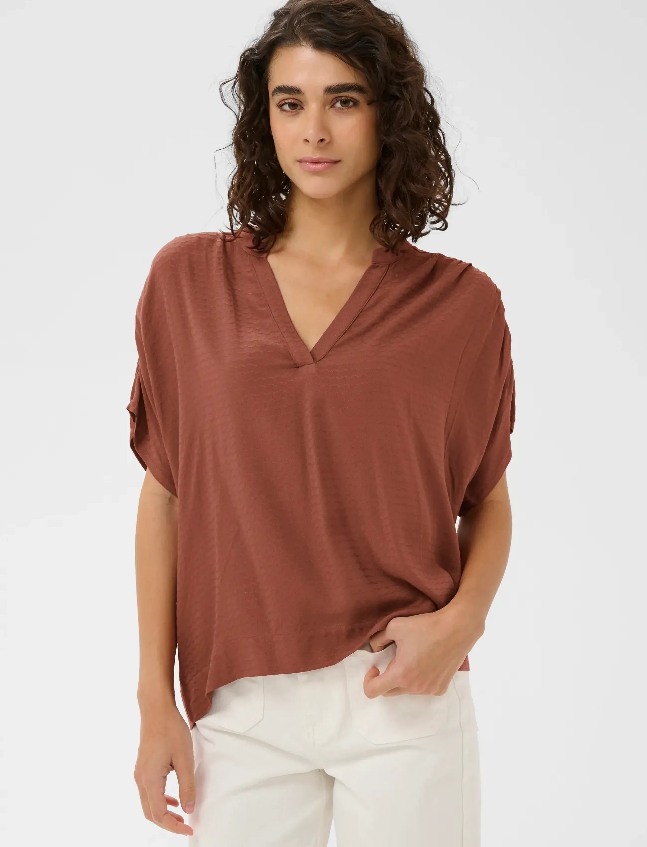 Kaffe Kagina Blouse, 44, Blouses, Braun - Short-sleeved, Frauen