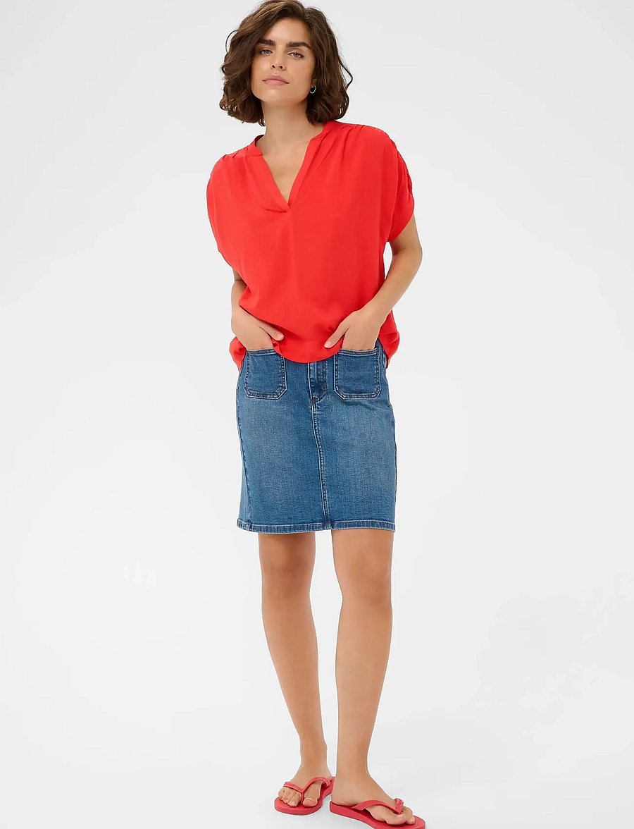 Kaffe - KAgina Blouse - kurzärmelige blusen - poppy red - 3