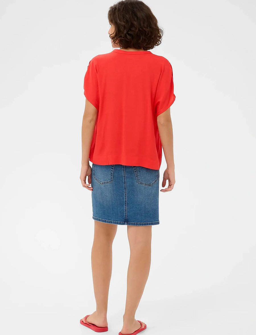 Kaffe - KAgina Blouse - kurzärmelige blusen - poppy red - 4