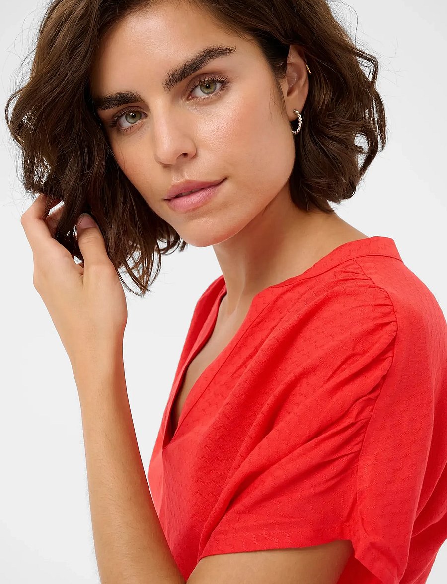 Kaffe - KAgina Blouse - kurzärmelige blusen - poppy red - 5