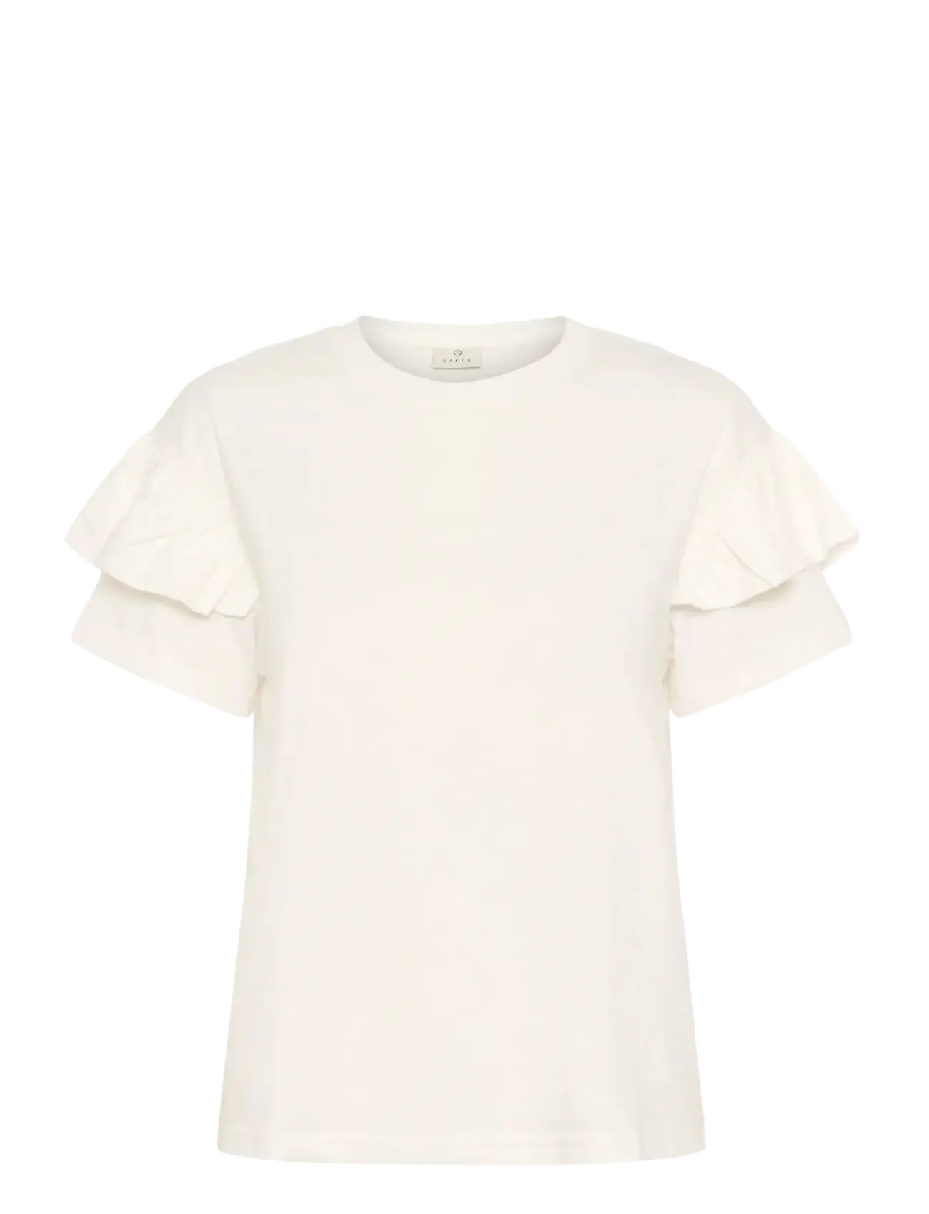 KAFFE Kaerin Flounce T-Shirt Cream - M - Damen