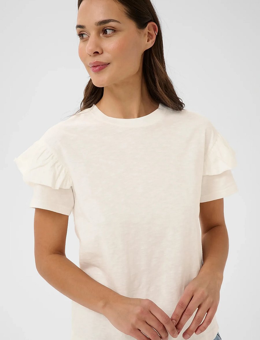 Kaffe - KAerin Flounce T-Shirt - t-shirts - chalk - 0