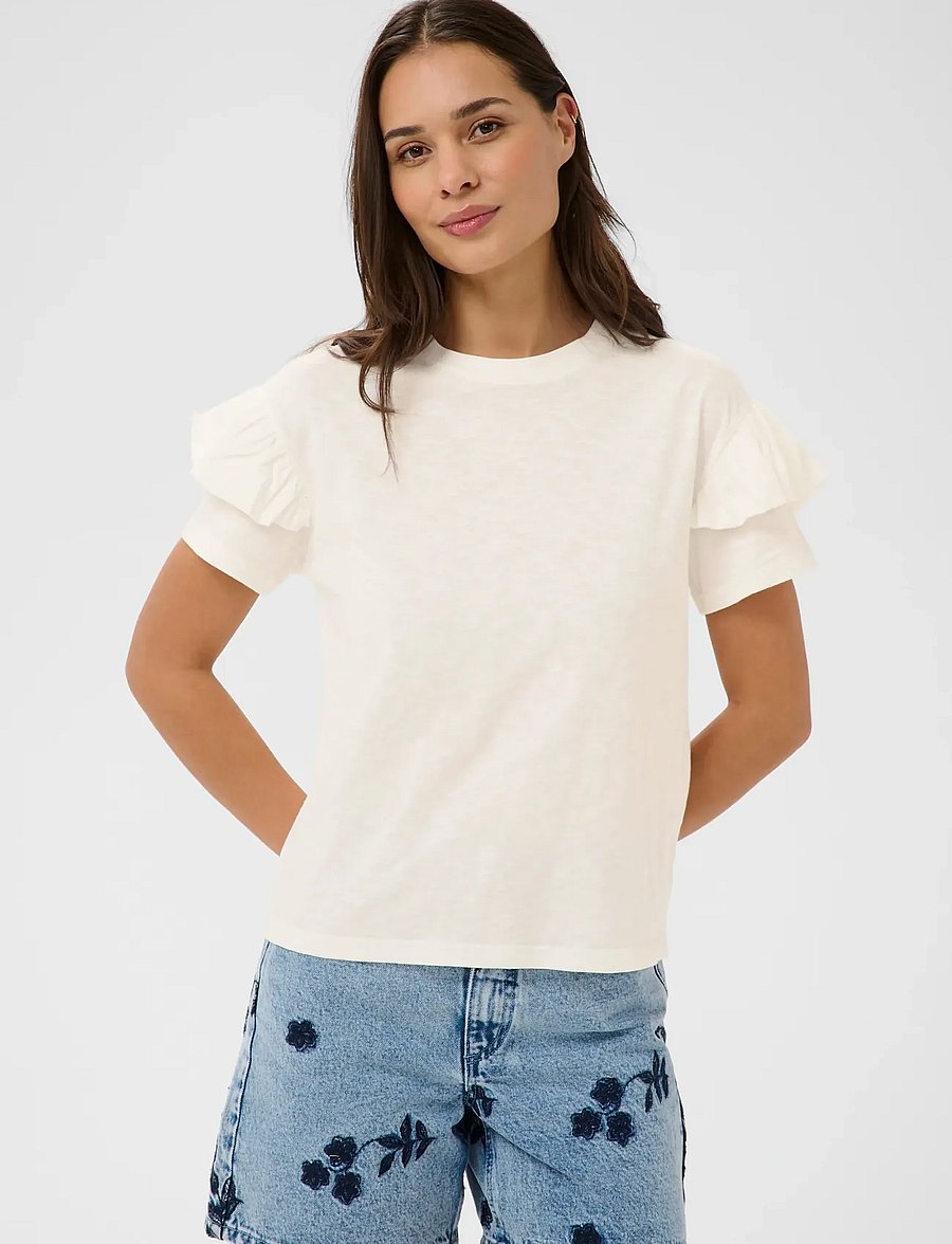 Kaffe - KAerin Flounce T-Shirt - t-shirts - chalk - 5