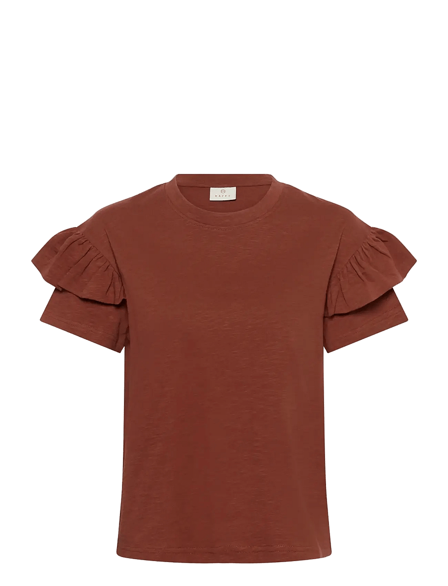 Kaffe - KAerin Flounce T-Shirt - t-shirts - henna - 1