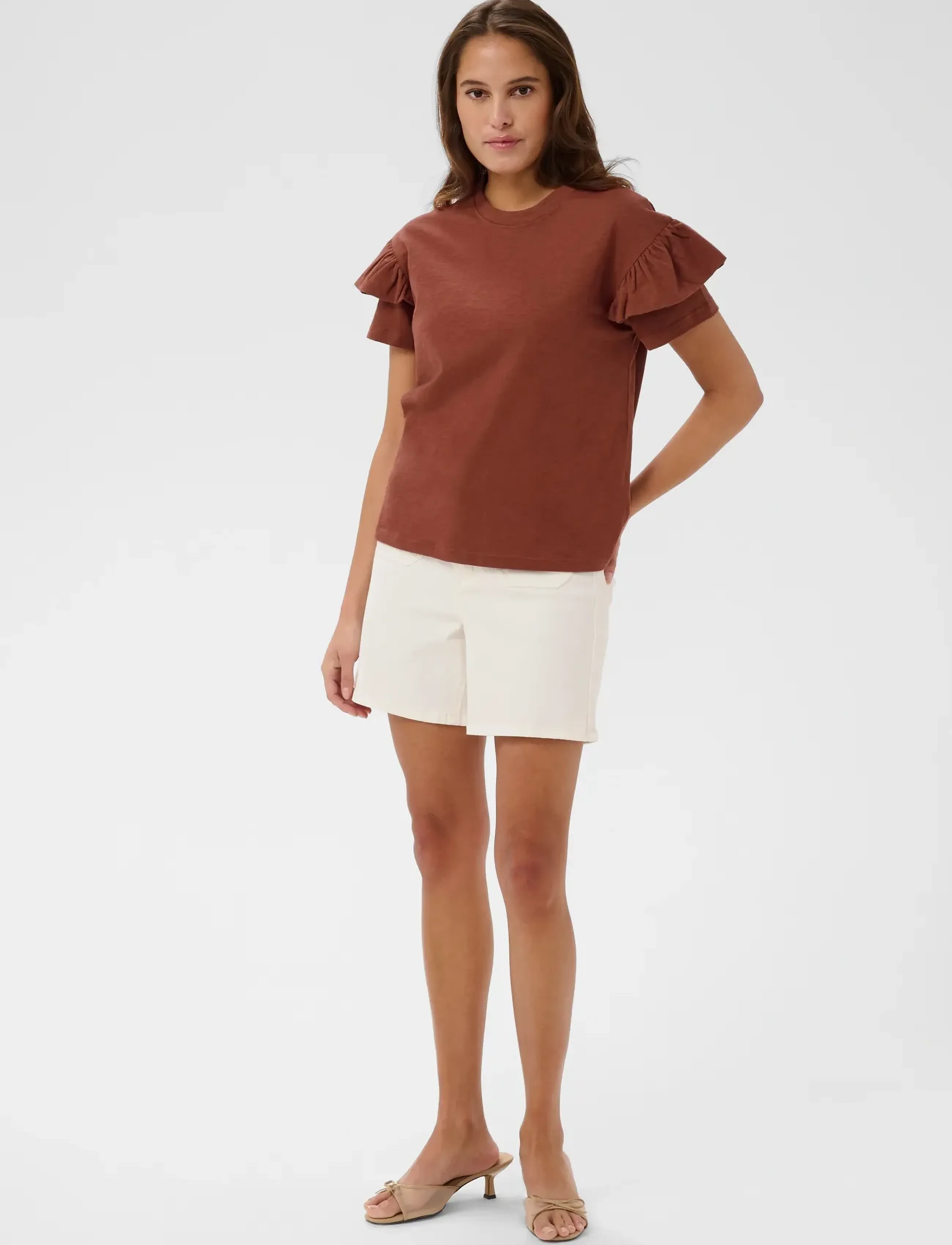 Kaffe - KAerin Flounce T-Shirt - t-shirts - henna - 3