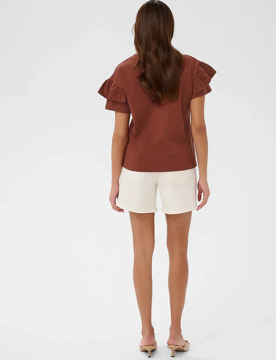 Kaffe - KAerin Flounce T-Shirt - t-shirts - henna - 4