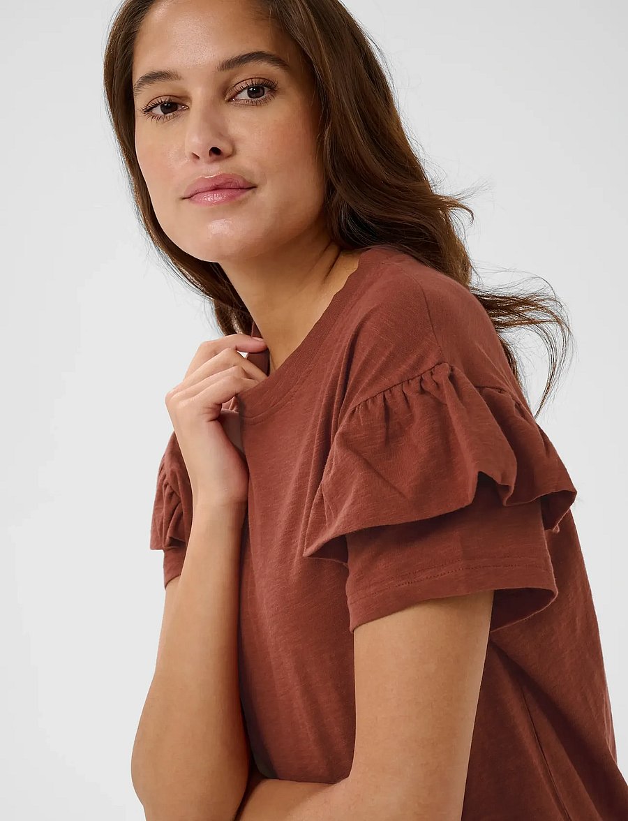 Kaffe - KAerin Flounce T-Shirt - t-shirts - henna - 5