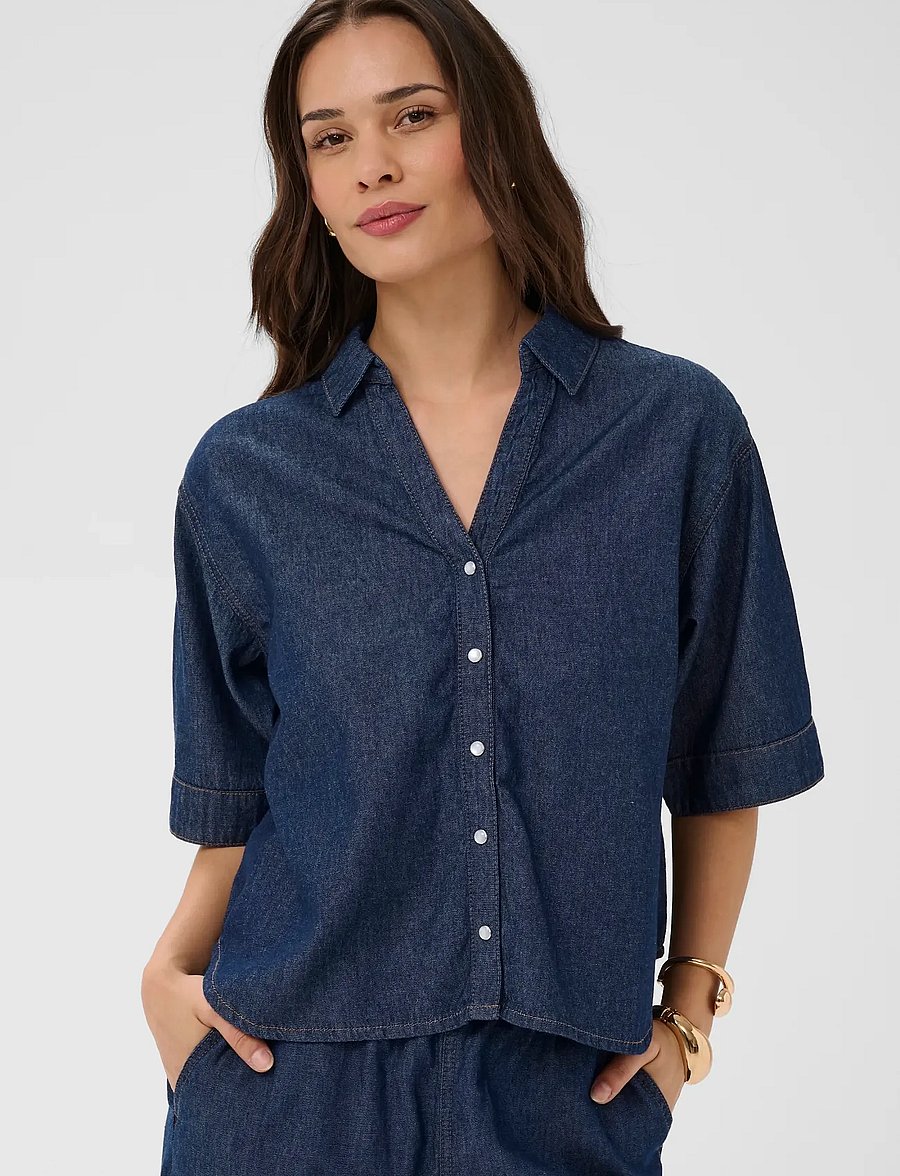 Kaffe - KAjade Denim Shirt - teksasärgid - dark blue chambray - 0