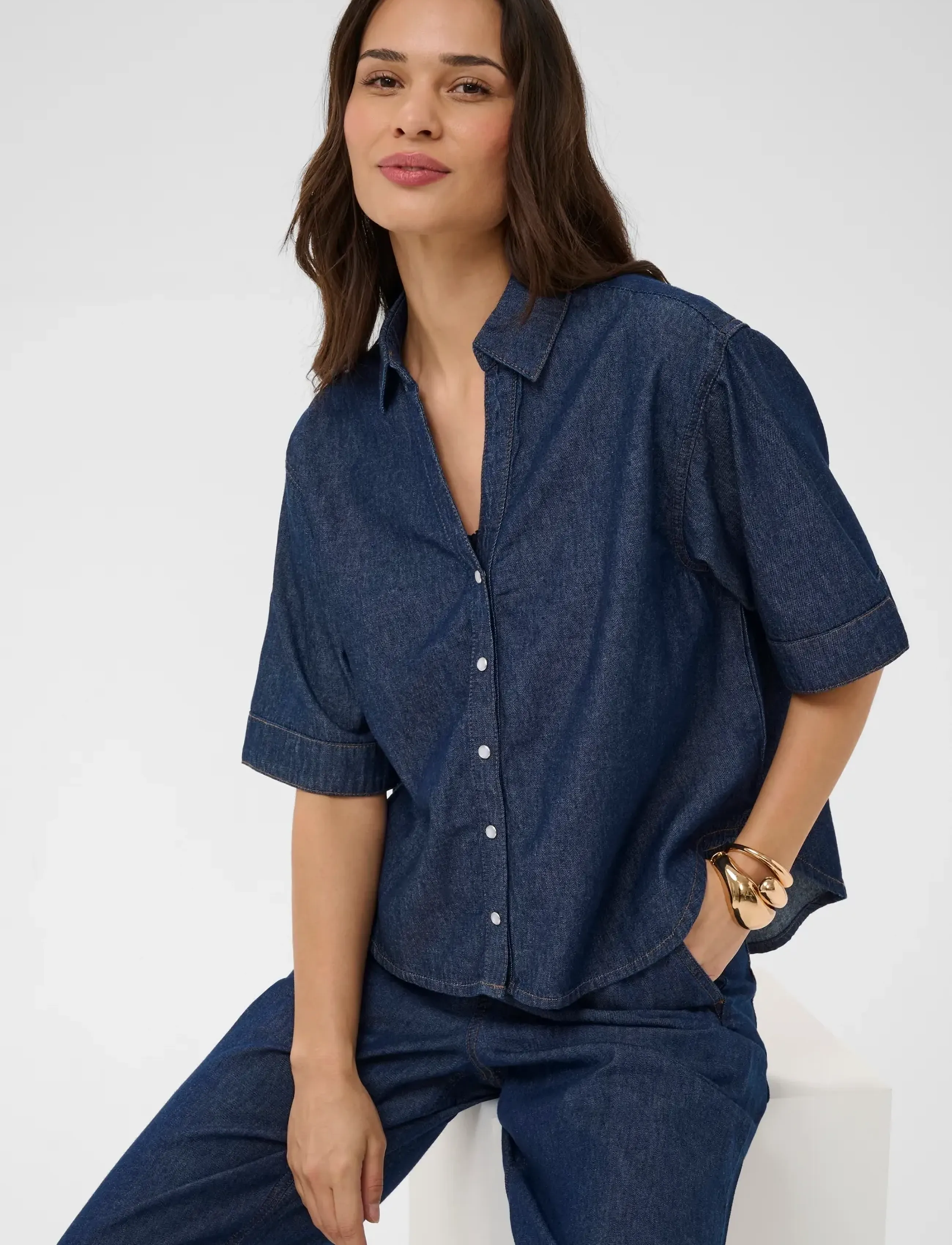 Kaffe - KAjade Denim Shirt - denim shirts - dark blue chambray - 5