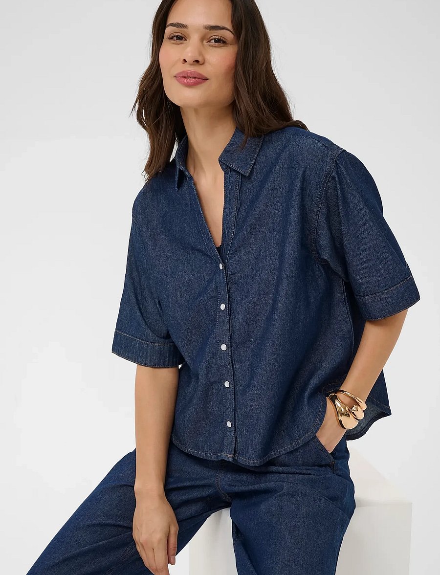 Kaffe - KAjade Denim Shirt - teksasärgid - dark blue chambray - 5