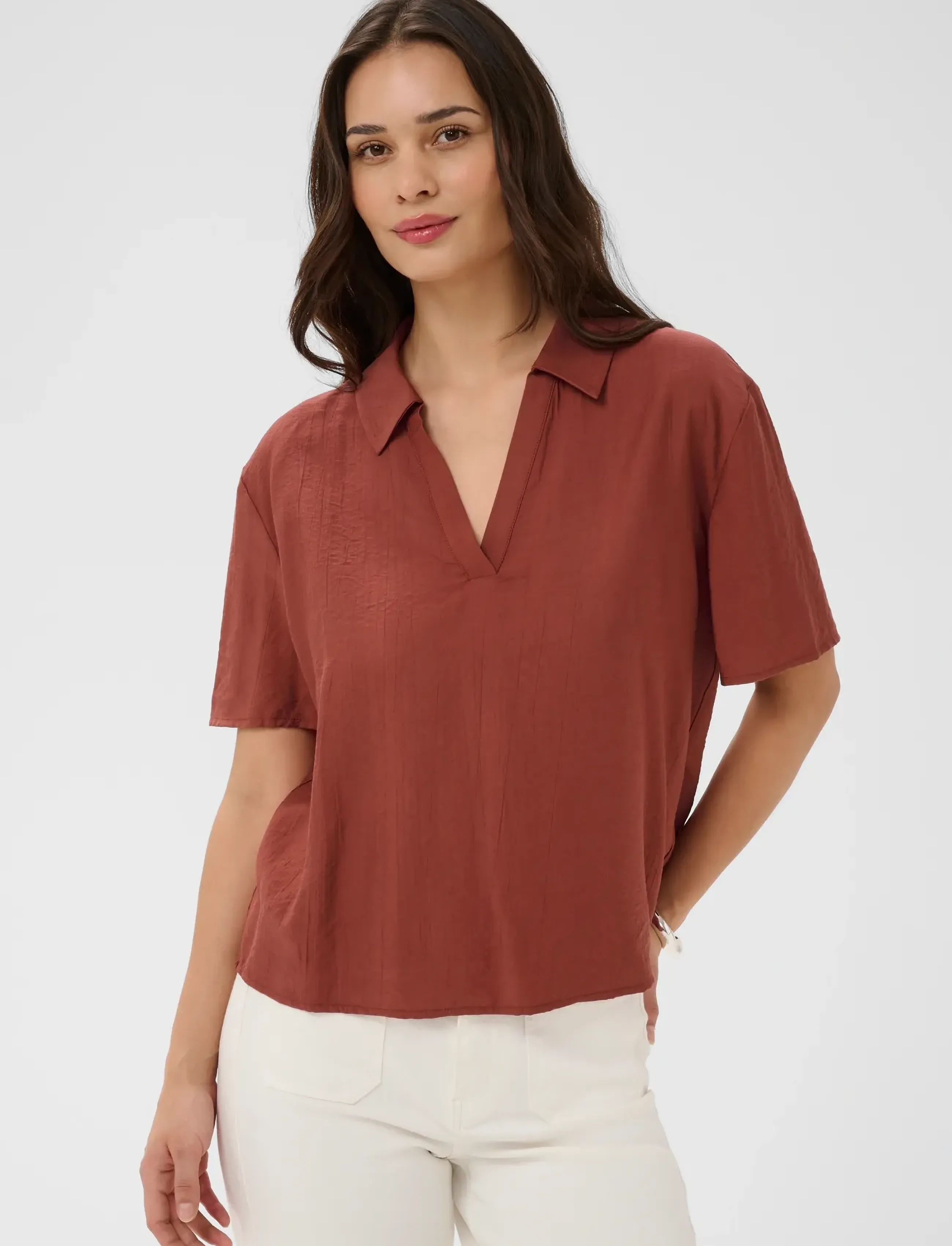 Kaffe Kaemily Blouse, 42, Blouses, Braun - Short-sleeved, Frauen