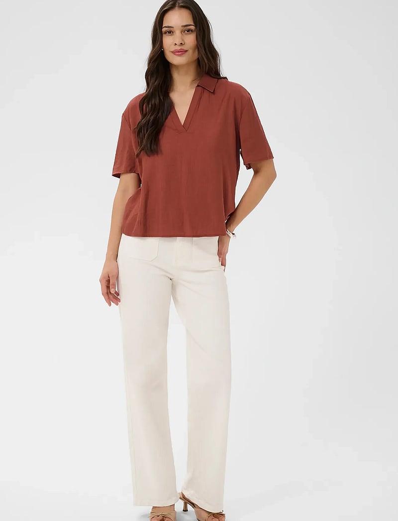 Kaffe - KAemily Blouse - kurzämlige blusen - henna - 3