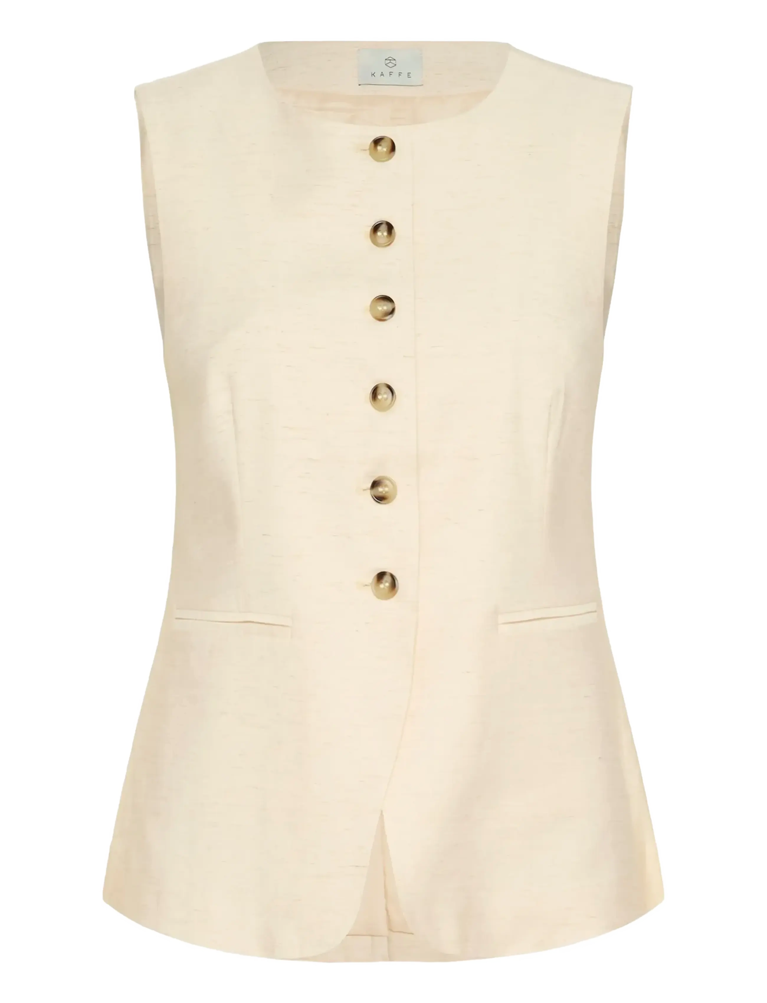 Kaffe KAannetta Waist Coat - Transitional Layering - FEATHER GRAY MELANGE / cream