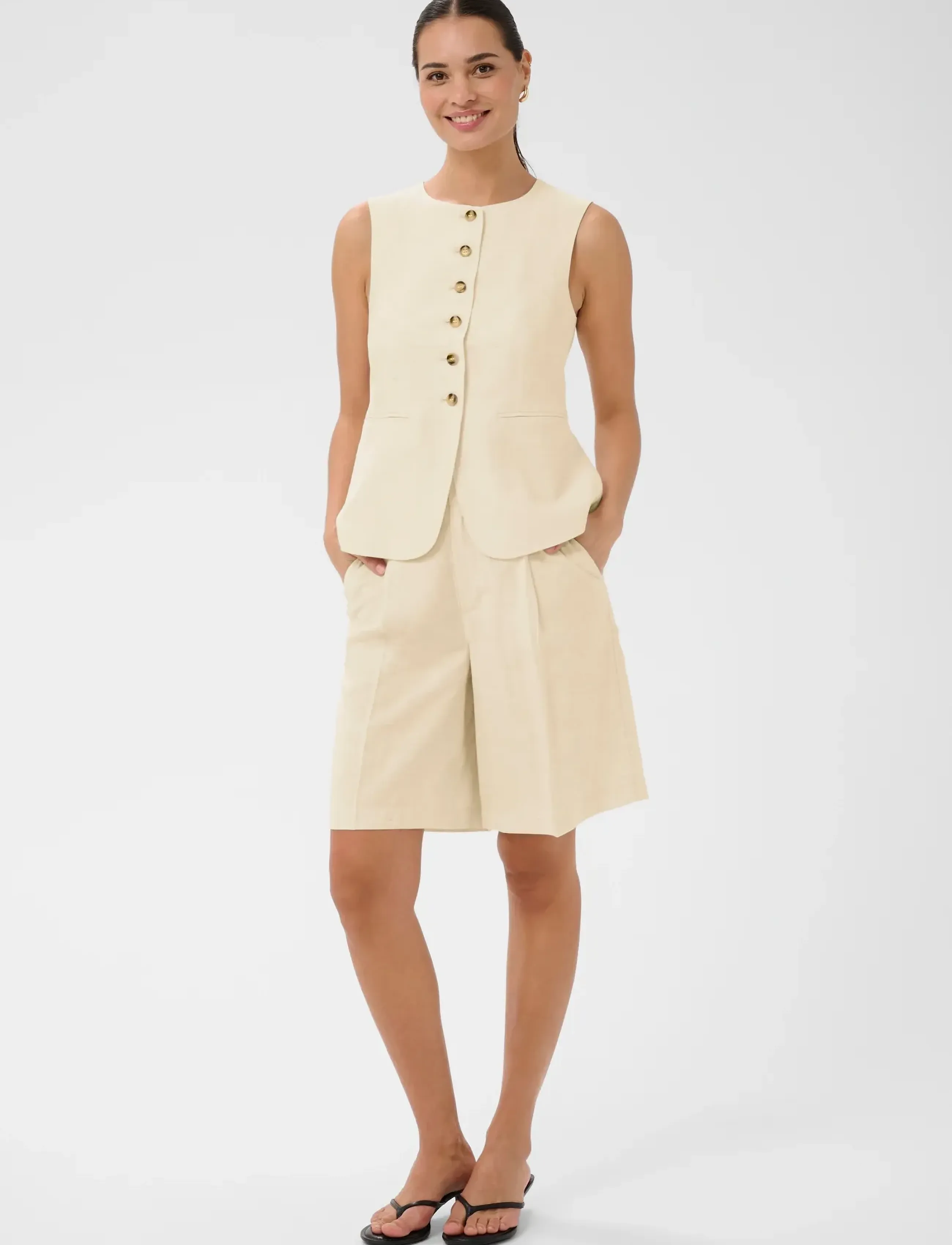 Kaffe - KAannetta Waist Coat - kevadjoped - feather gray melange - 3