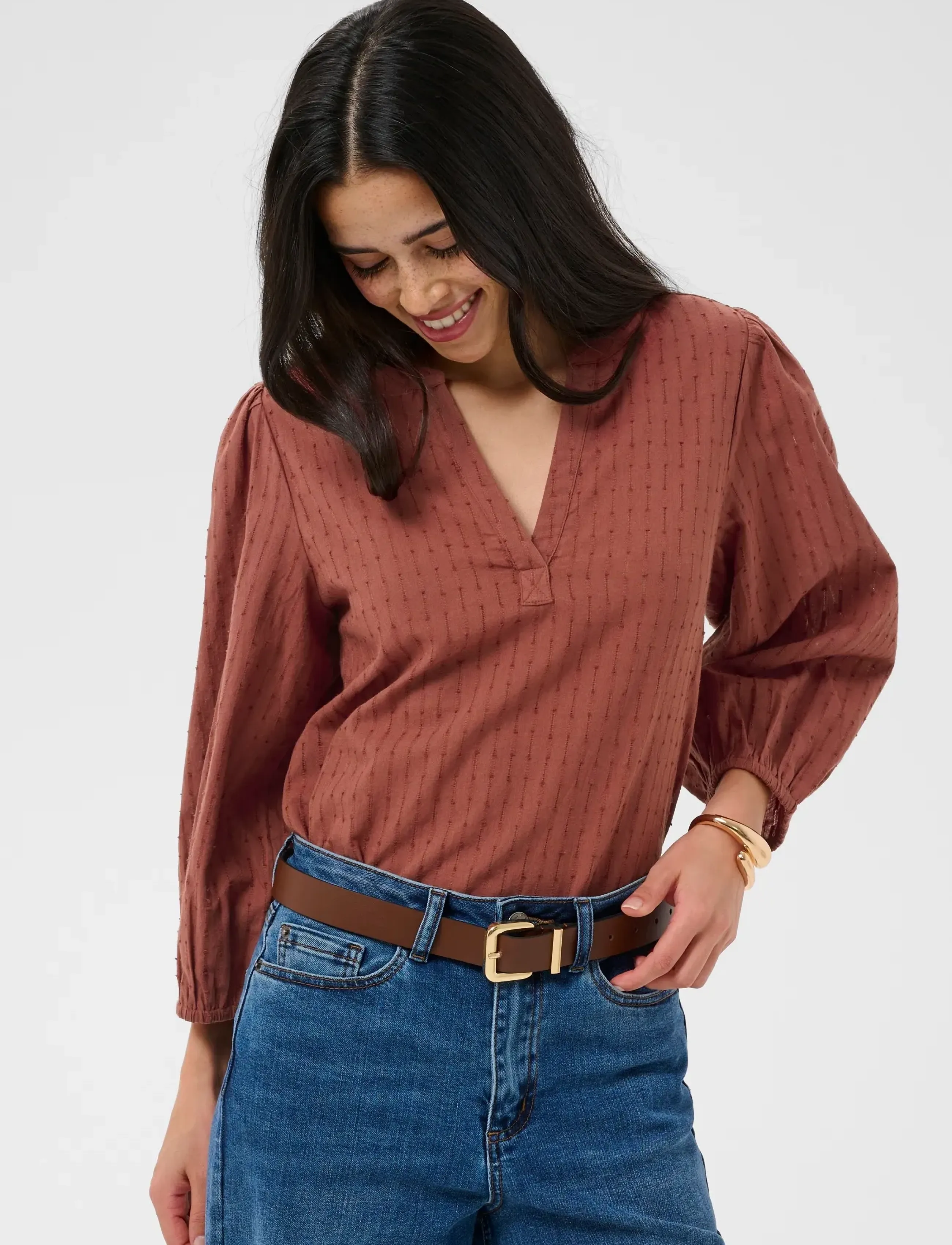 Kaffe Kabea Blouse, 38, Brown, Bluser > Langærmede, Dame