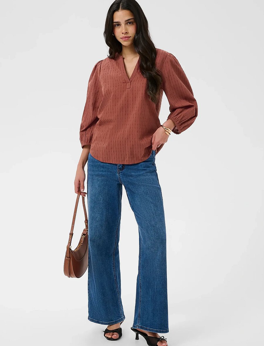 Kaffe - KAbea Blouse - långärmade blusar - henna - 3