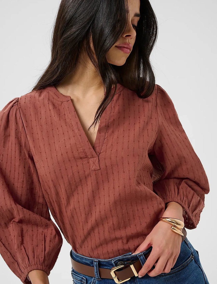 Kaffe - KAbea Blouse - långärmade blusar - henna - 5