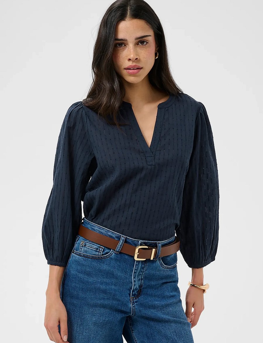 Kaffe - KAbea Blouse - långärmade blusar - midnight marine - 0