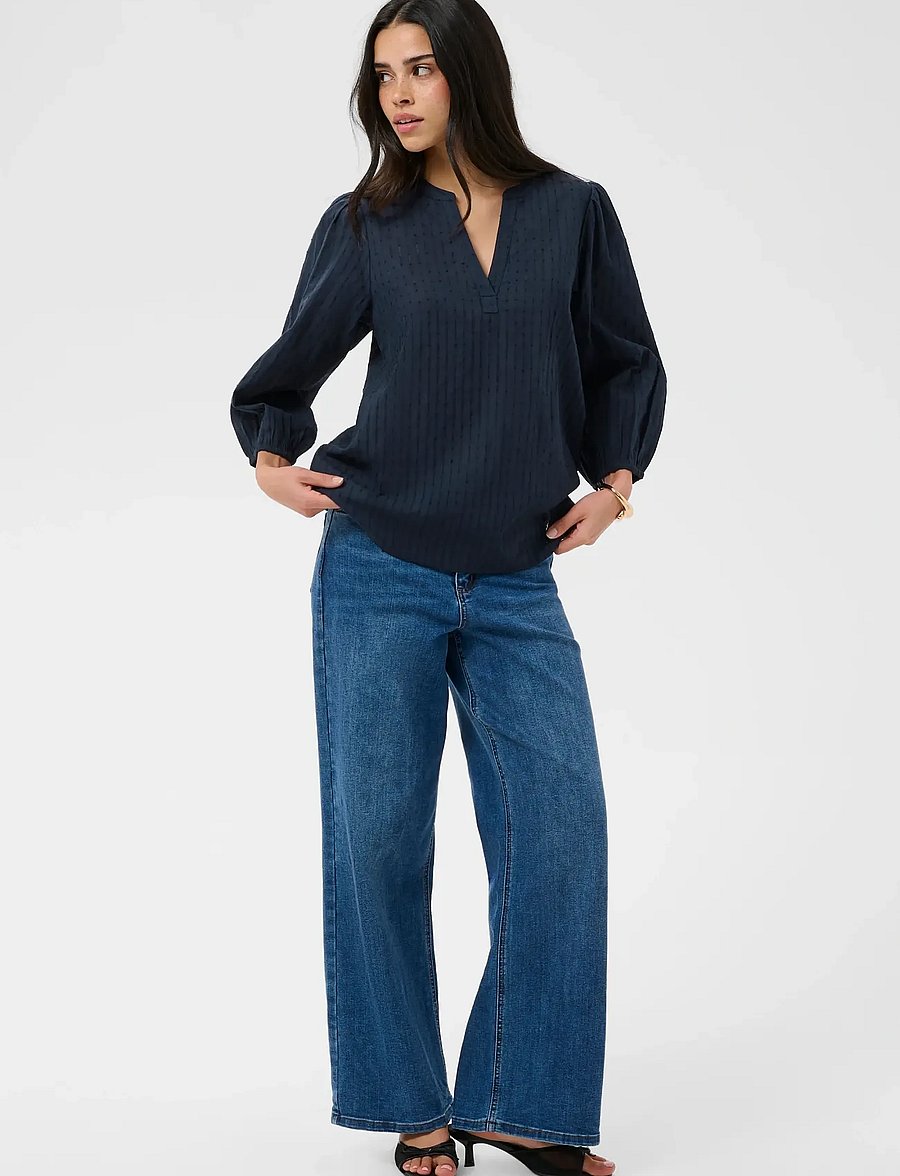Kaffe - KAbea Blouse - långärmade blusar - midnight marine - 3