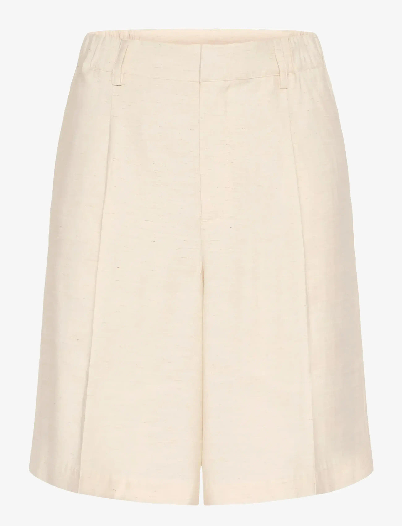 Kaffe - KAannetta HW Shorts - hørshorts - feather gray melange - 1