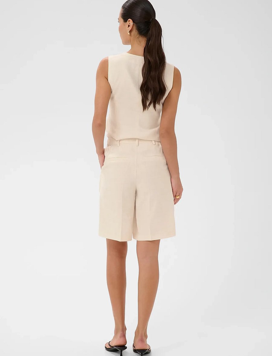 Kaffe - KAannetta HW Shorts - linneshorts - feather gray melange - 4