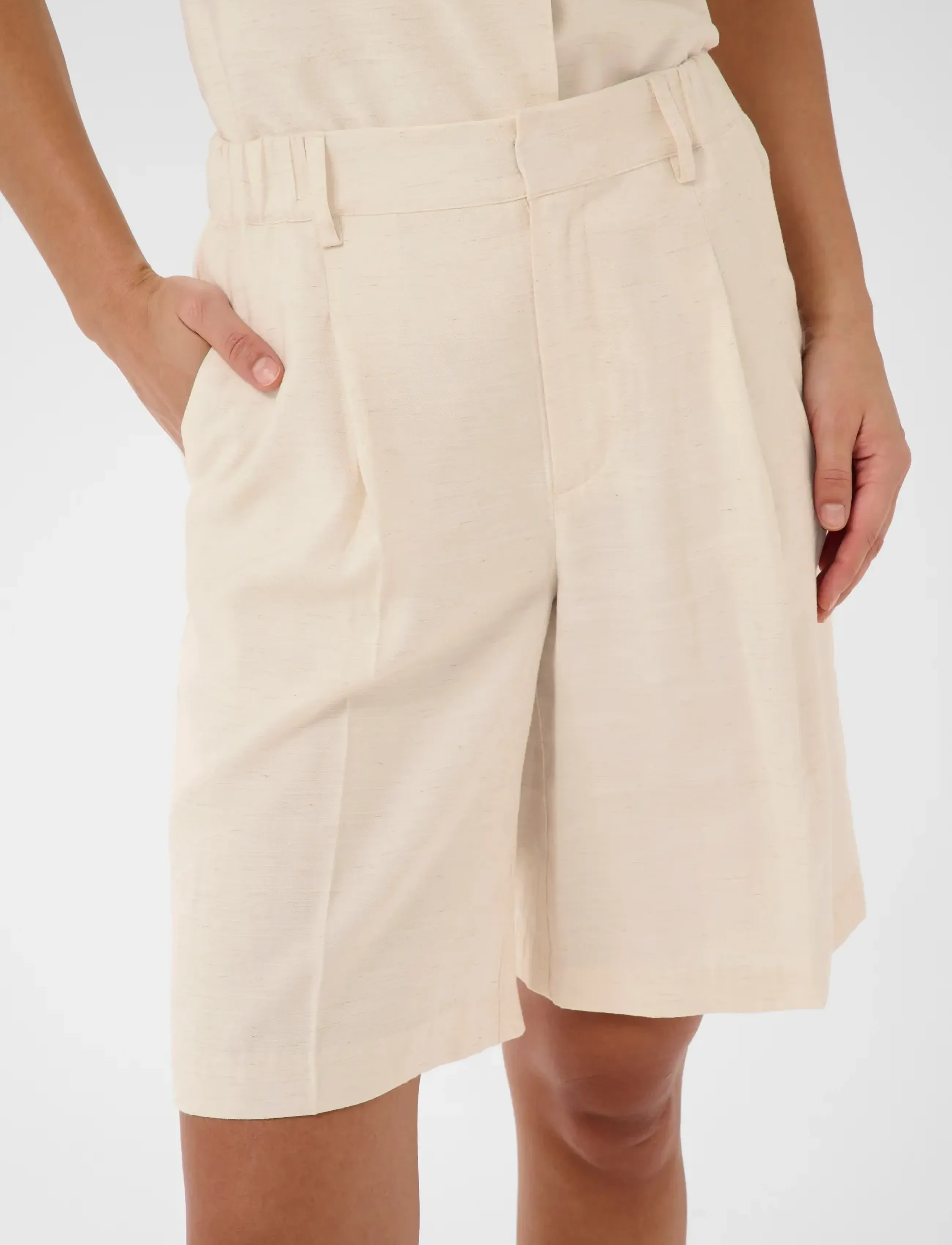 Kaffe - KAannetta HW Shorts - linen shorts - feather gray melange - 5