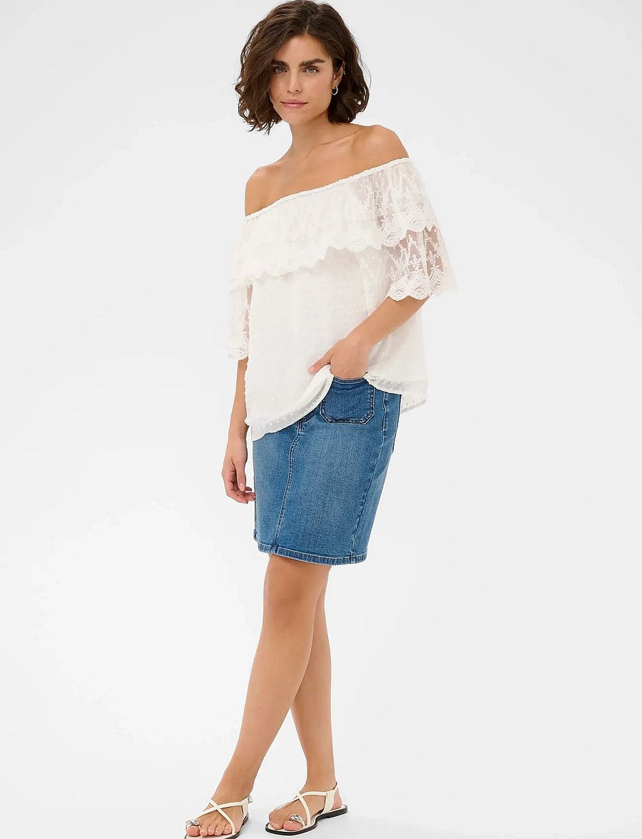 Kaffe - KAthea Blouse - blūzes ar īsām piedurknēm - chalk - 3