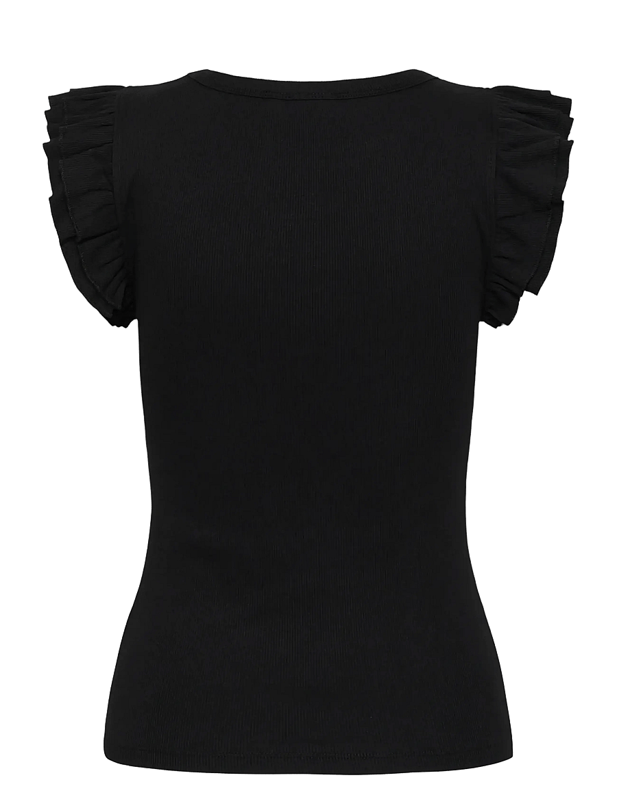 Kaffe - KAcarna Flounce Top - stuttermarbolir - black deep - 2