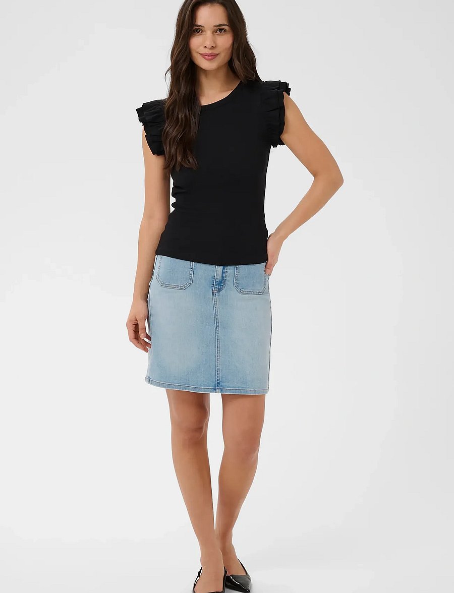 Kaffe - KAcarna Flounce Top - stuttermarbolir - black deep - 3