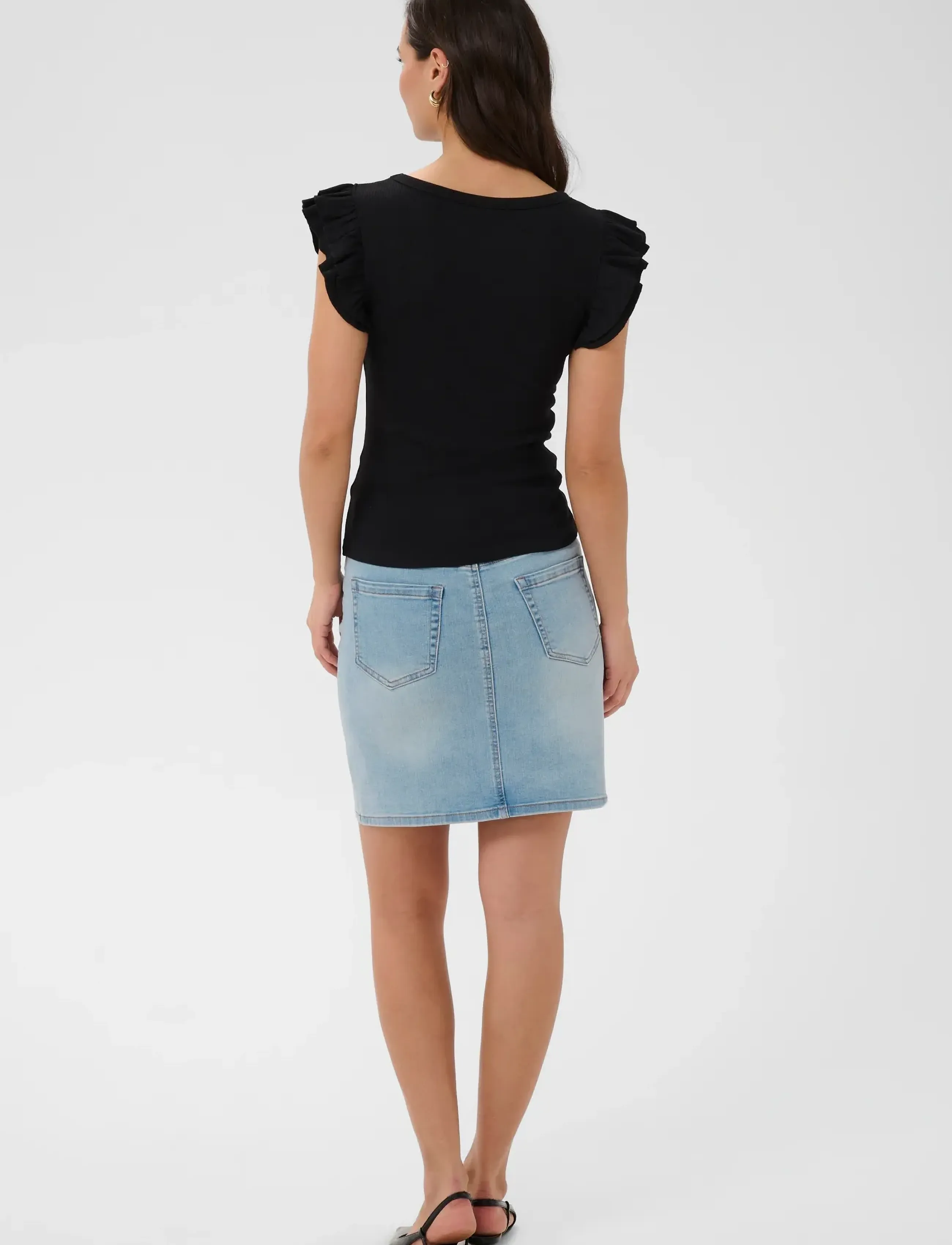 Kaffe - KAcarna Flounce Top - stuttermarbolir - black deep - 4