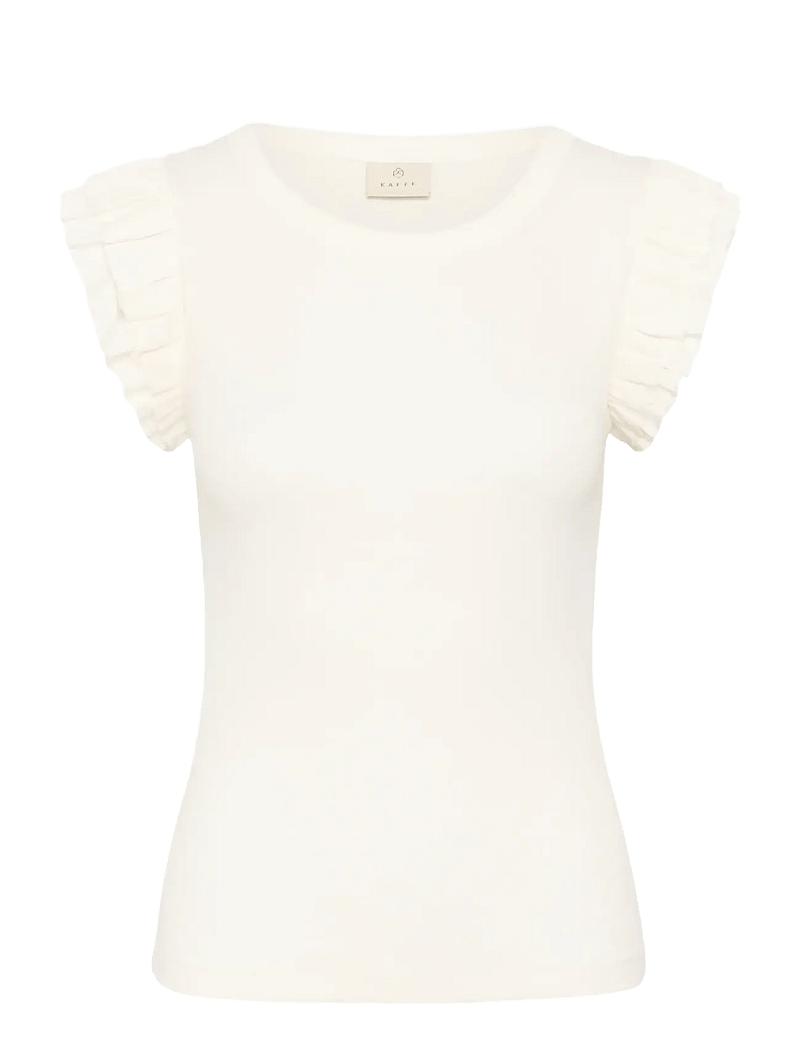 Kaffe - KAcarna Flounce Top - t-shirts - chalk - 1