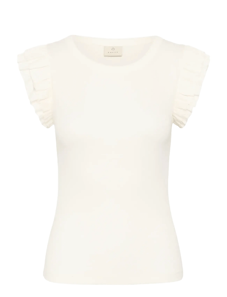 Kaffe - KAcarna Flounce Top - t-shirty - chalk - 1