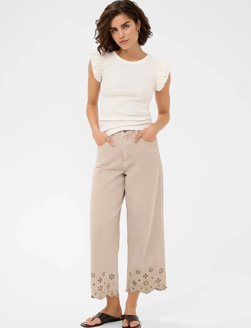Kaffe - KAcarna Flounce Top - t-shirts - chalk - 3
