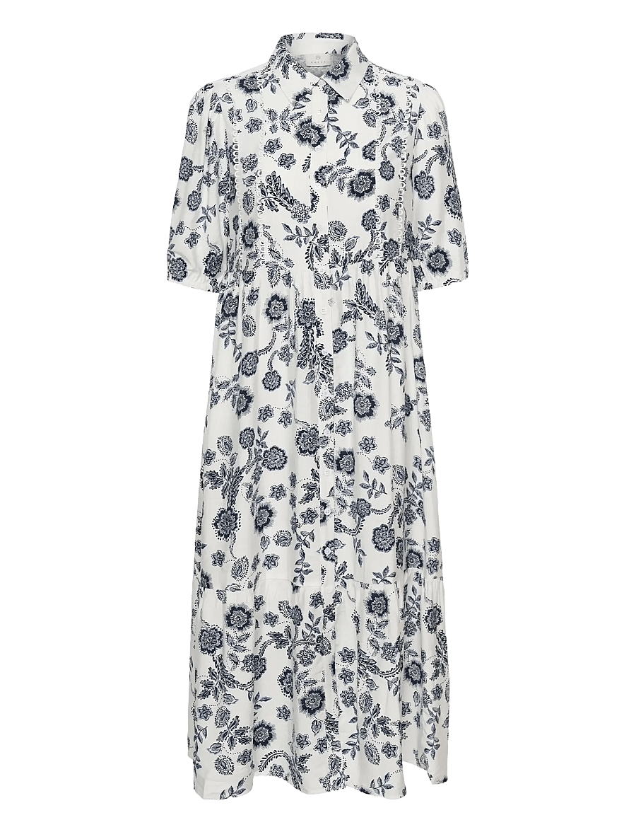 Kaffe - KAamina Long Dress - sommarklänningar - chalk midnight flower - 1